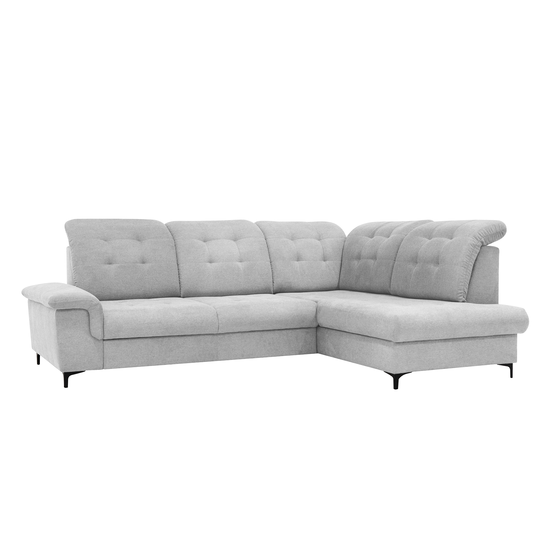 Ecksofa - silver - Liegefunktion - Staukasten - Ottomane rechts