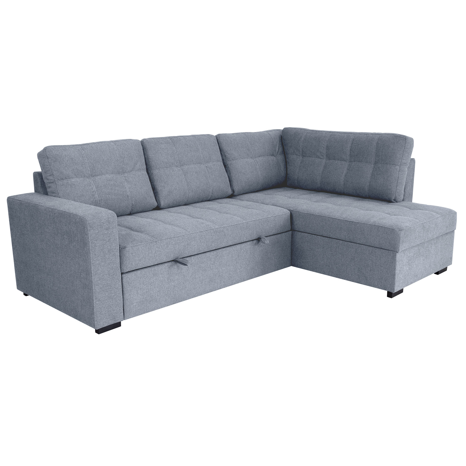Ecksofa - silver - Liegefunktion - Staukasten - Webstoff