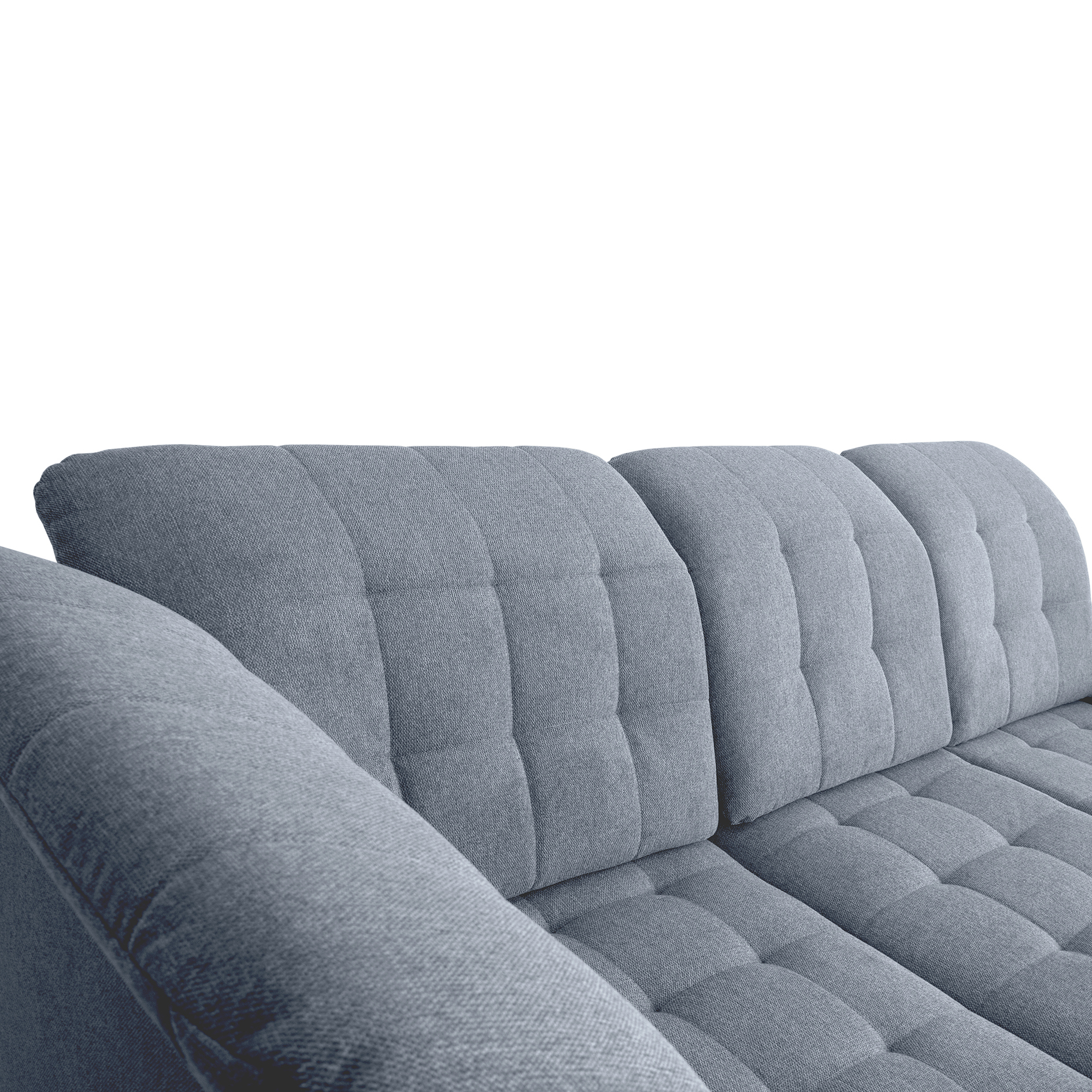 Ecksofa - silver - Liegefunktion und Staukasten - Ottomane links