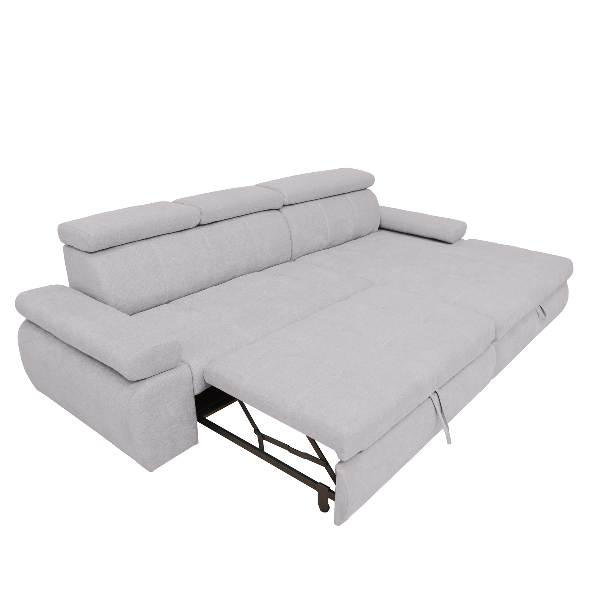 Ecksofa - silver - Liegefunktion und Staukasten - Ottomane rechts
