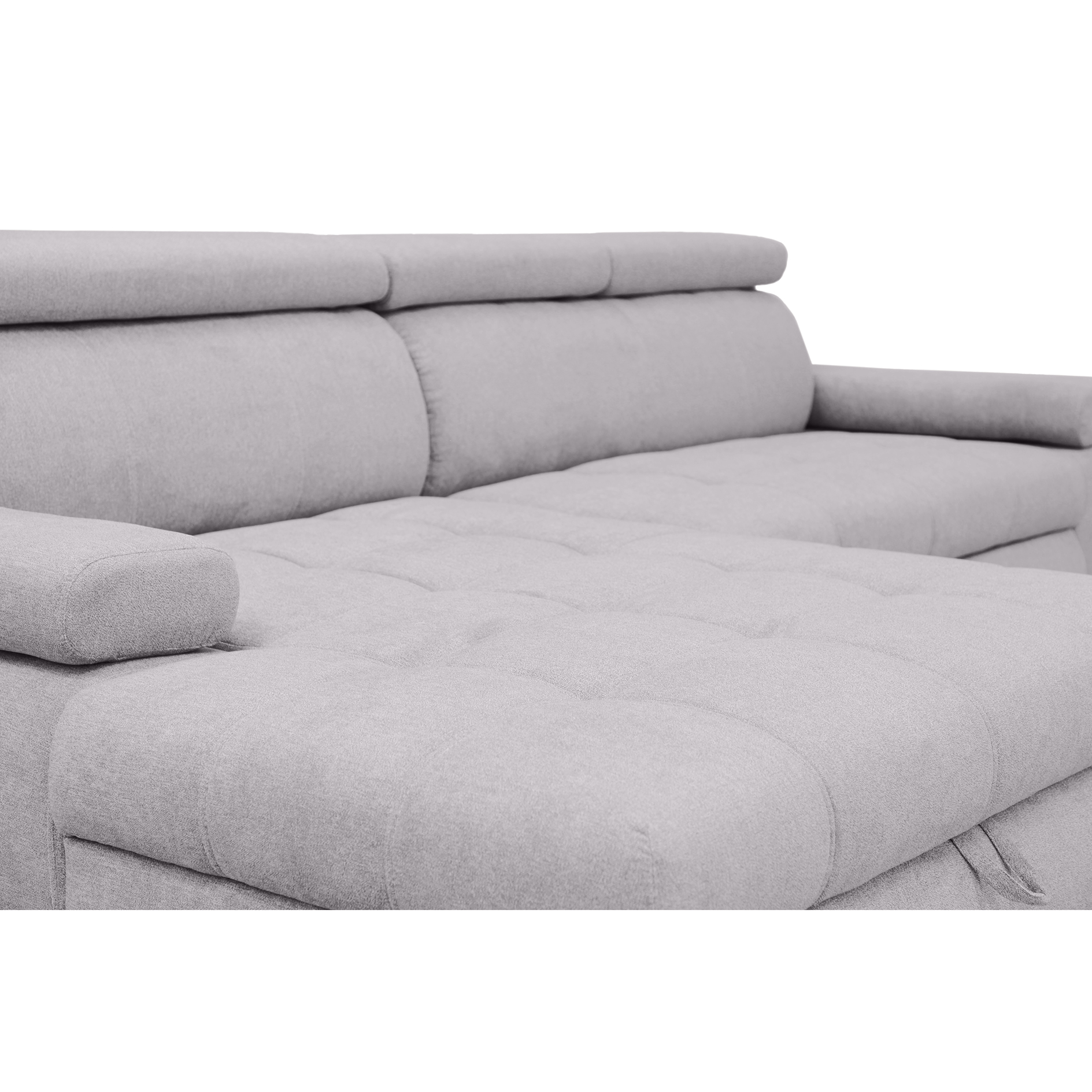 Ecksofa - silver - Liegefunktion und Staukasten - Ottomane rechts