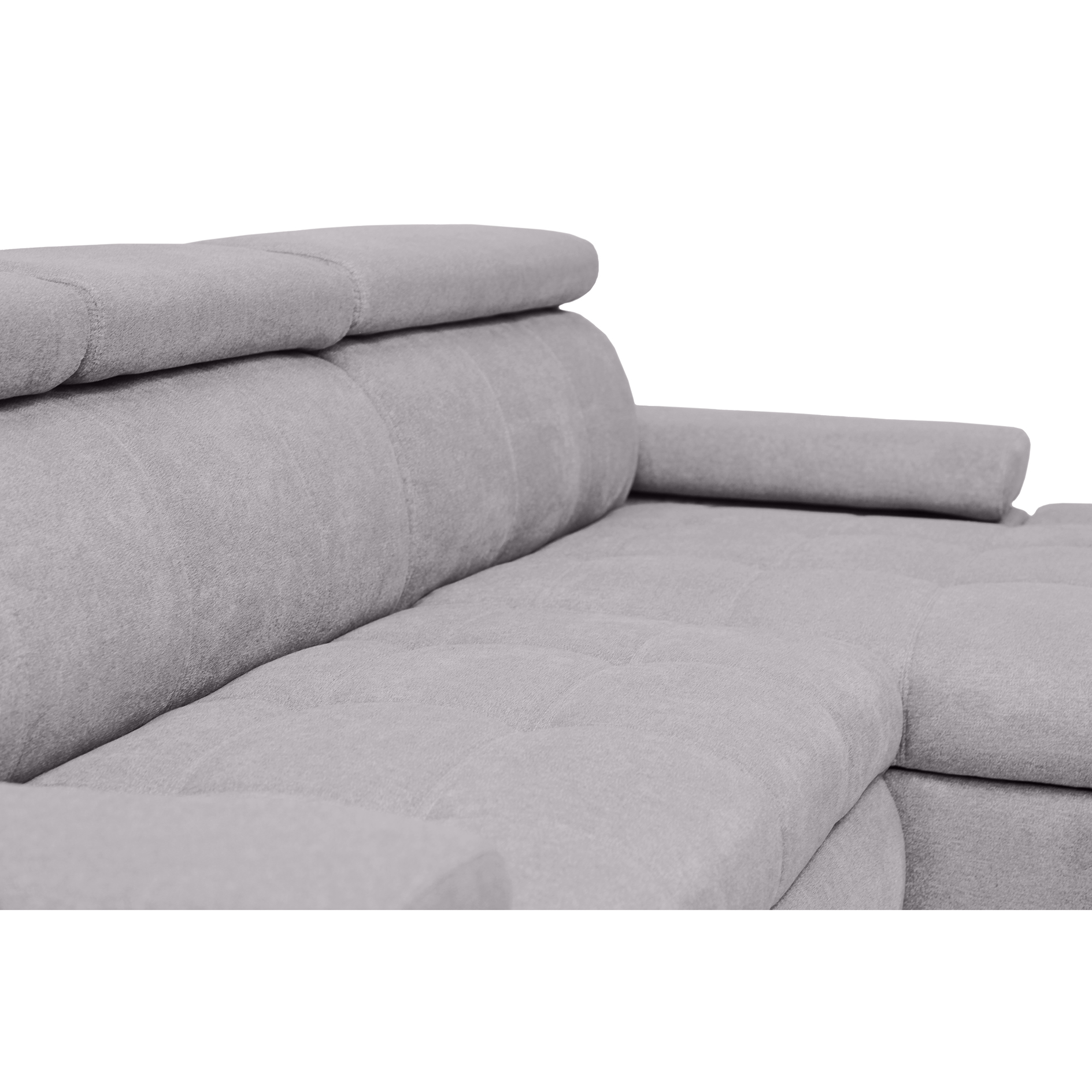 Ecksofa - silver - Liegefunktion und Staukasten - Ottomane rechts