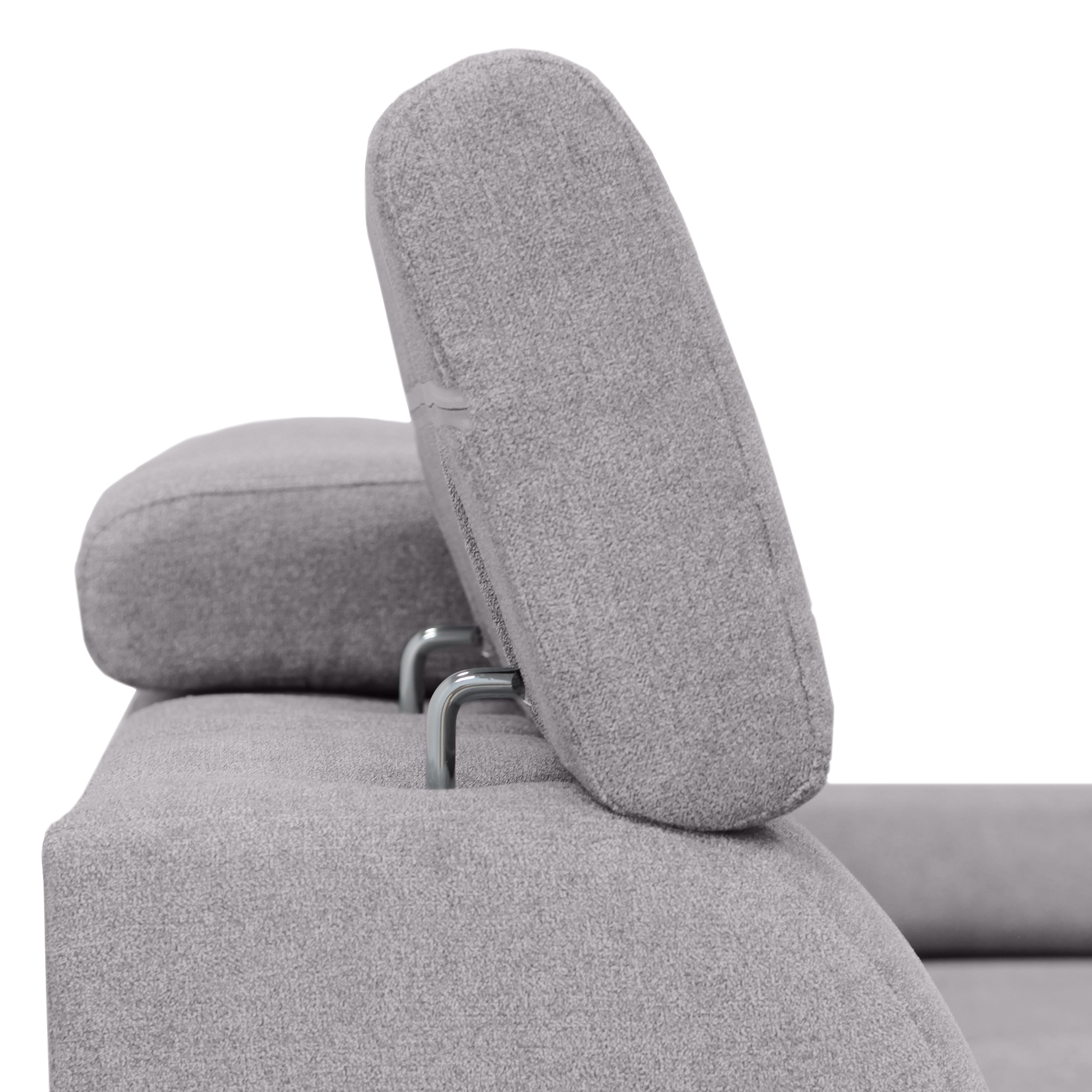 Ecksofa - silver - Liegefunktion und Staukasten - Ottomane rechts