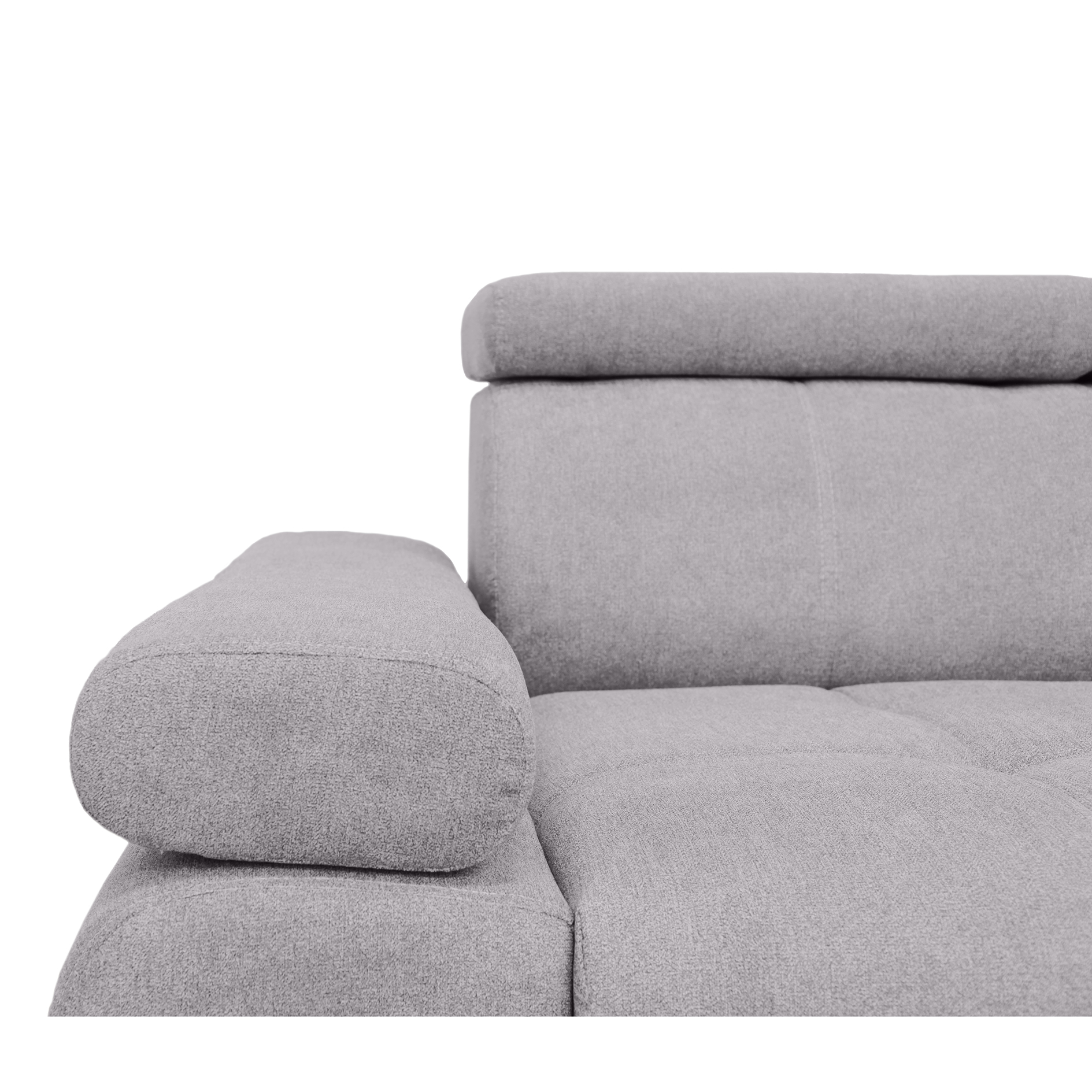 Ecksofa - silver - Liegefunktion und Staukasten - Ottomane rechts
