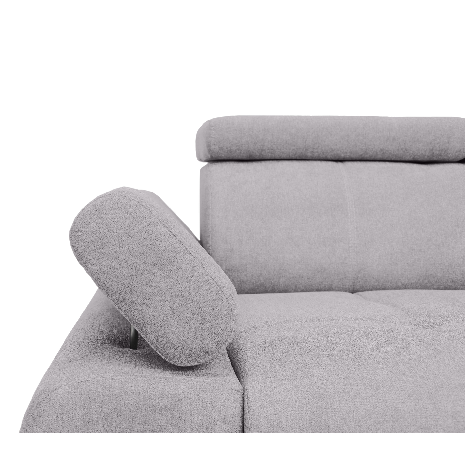 Ecksofa - silver - Liegefunktion und Staukasten - Ottomane rechts