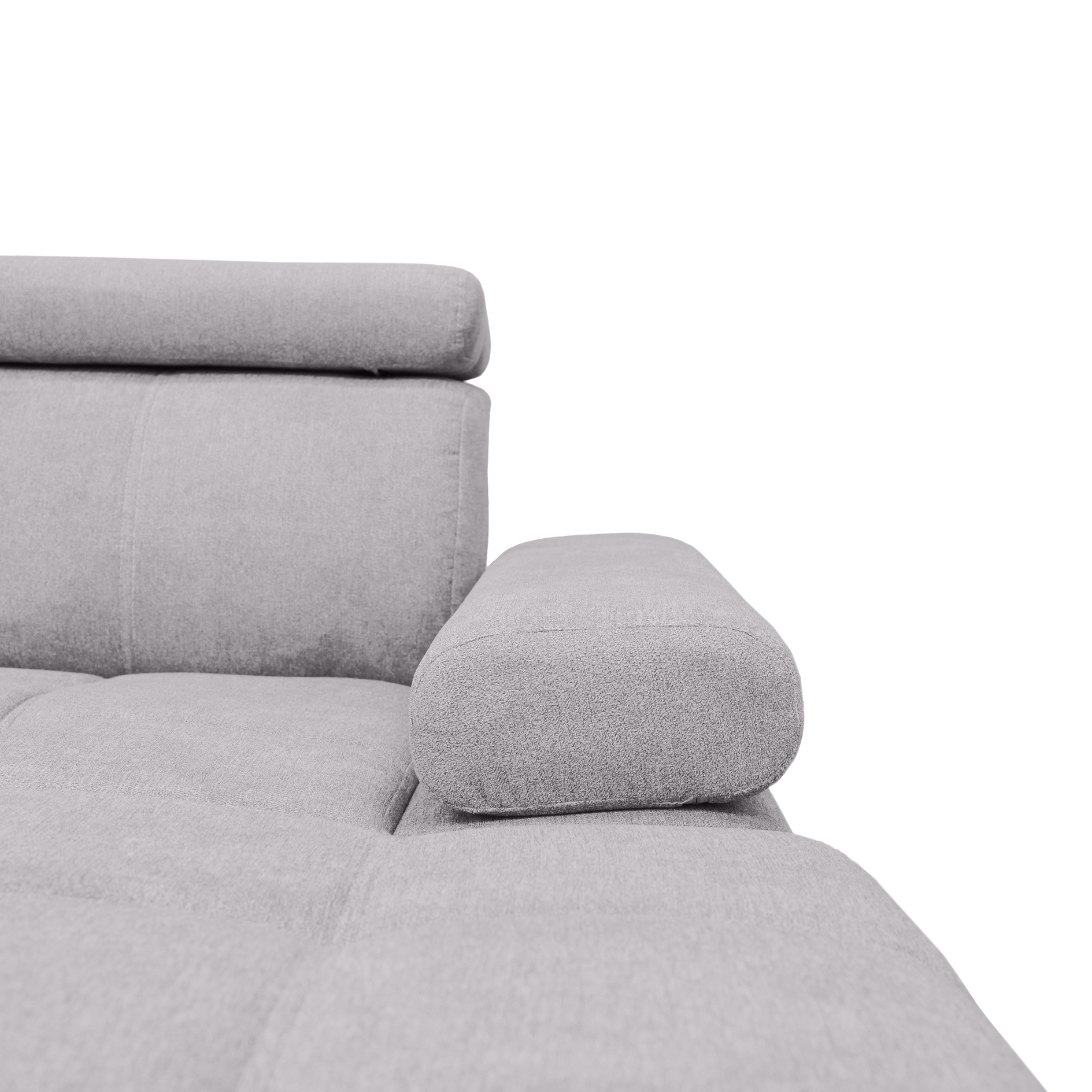 Ecksofa - silver - Liegefunktion und Staukasten - Ottomane rechts