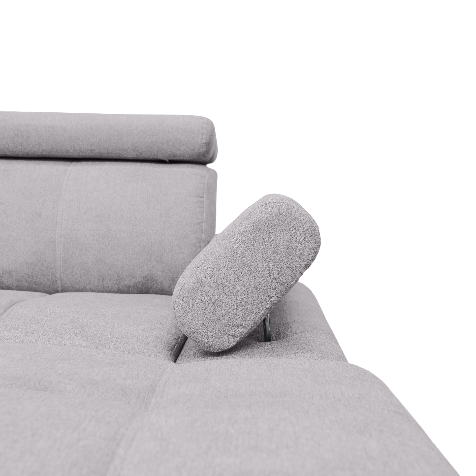 Ecksofa - silver - Liegefunktion und Staukasten - Ottomane rechts