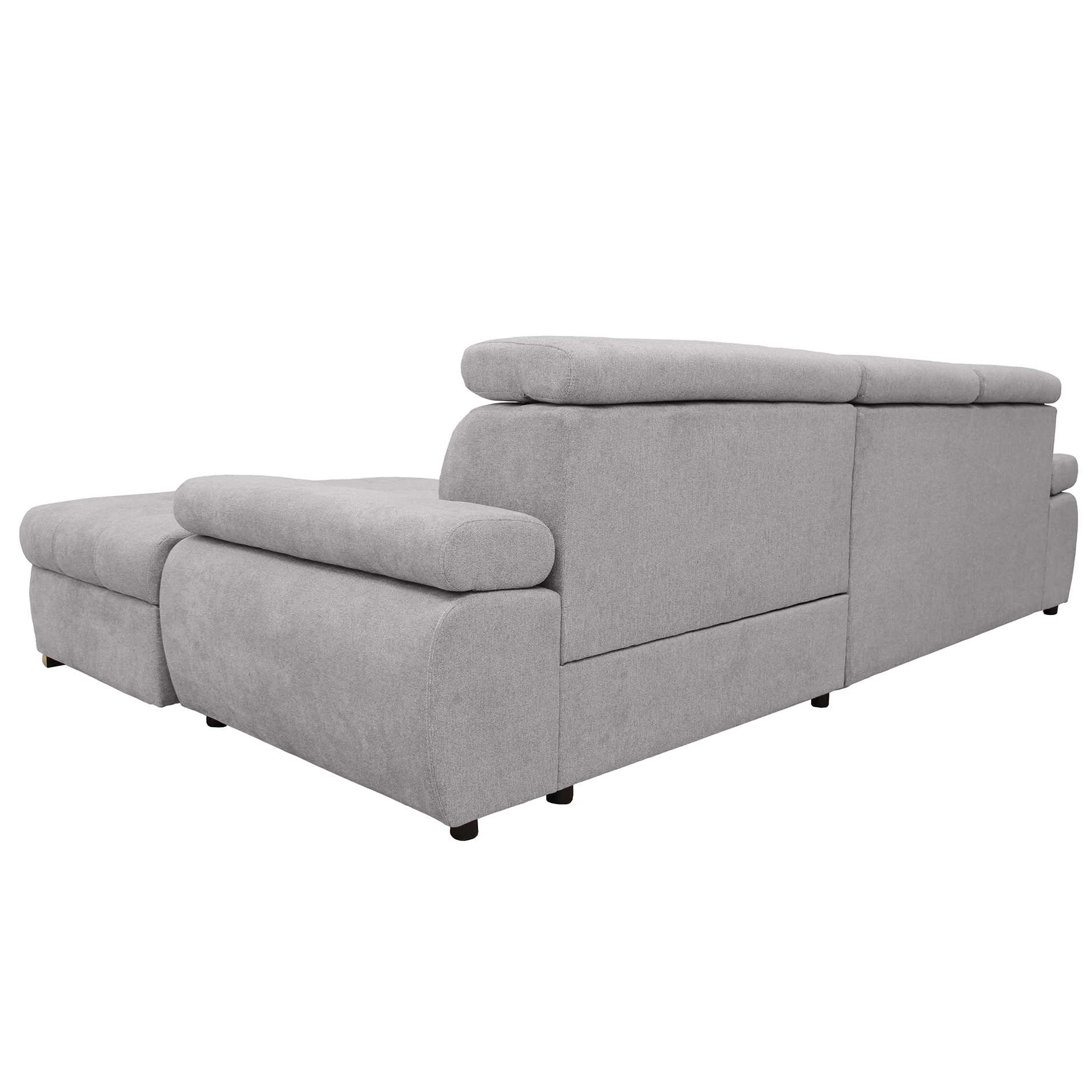Ecksofa - silver - Liegefunktion und Staukasten - Ottomane rechts