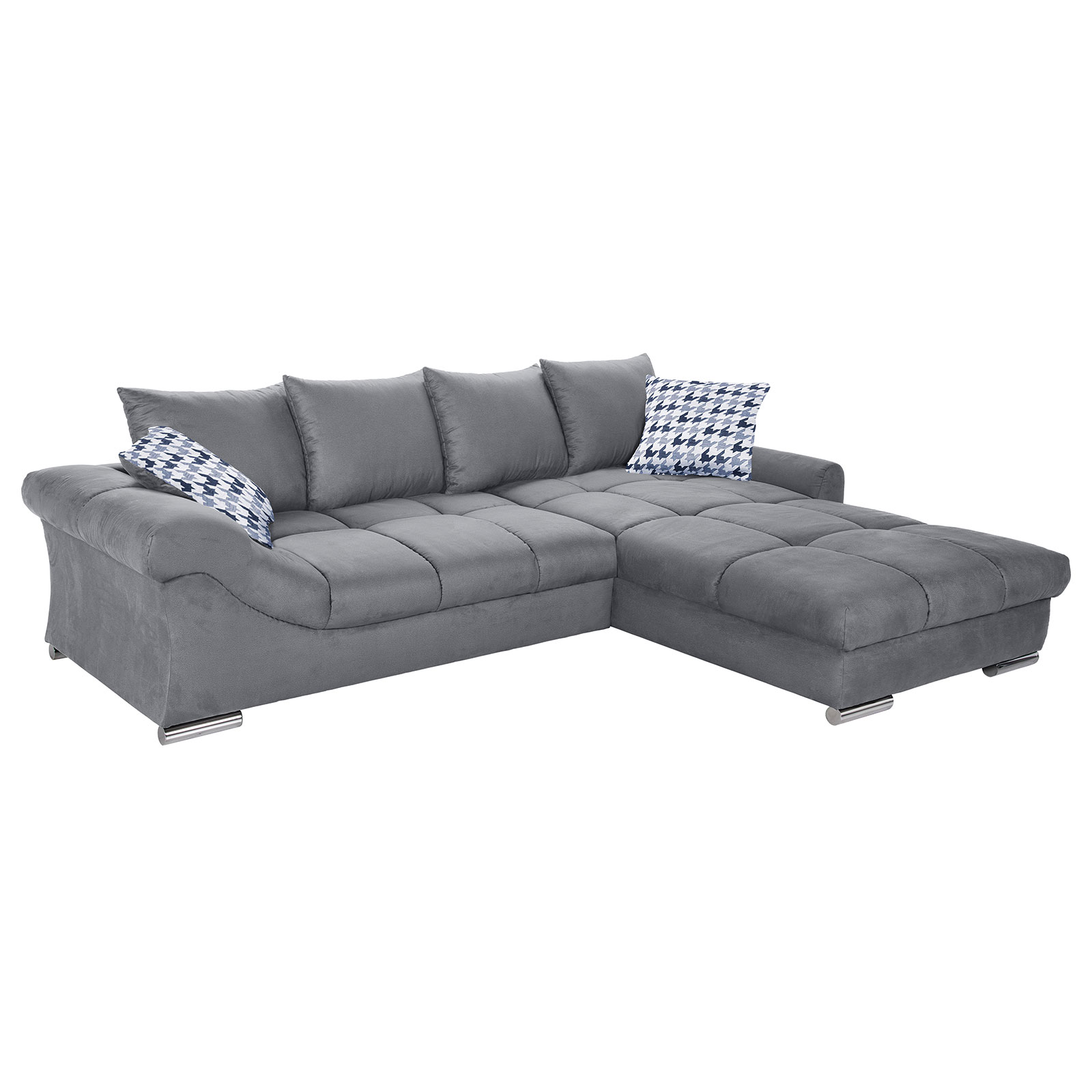 Ecksofa - silver - Microfaser - inklusive Kissen