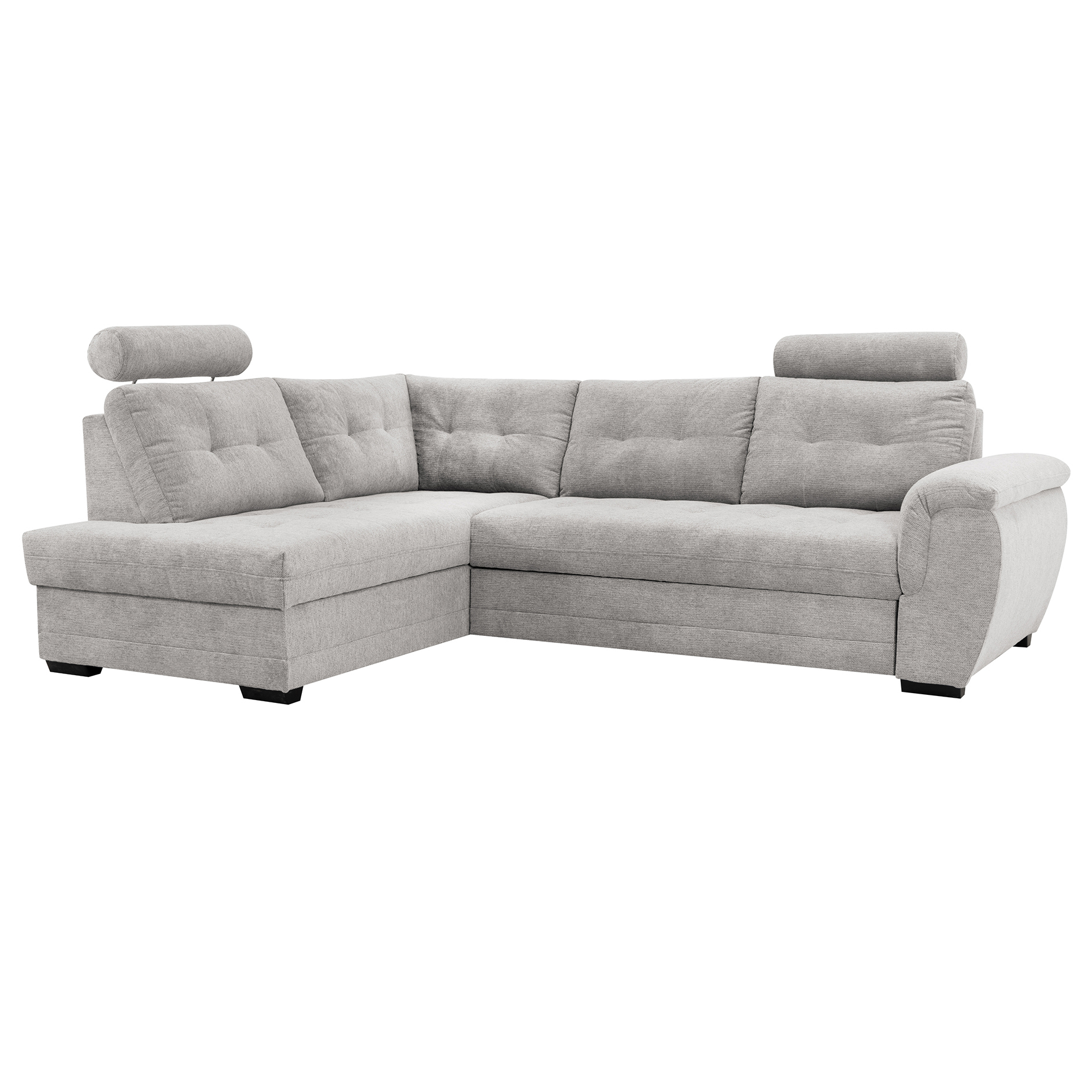 Ecksofa - silver - Microfaser - Liegefunktion - Staukasten links