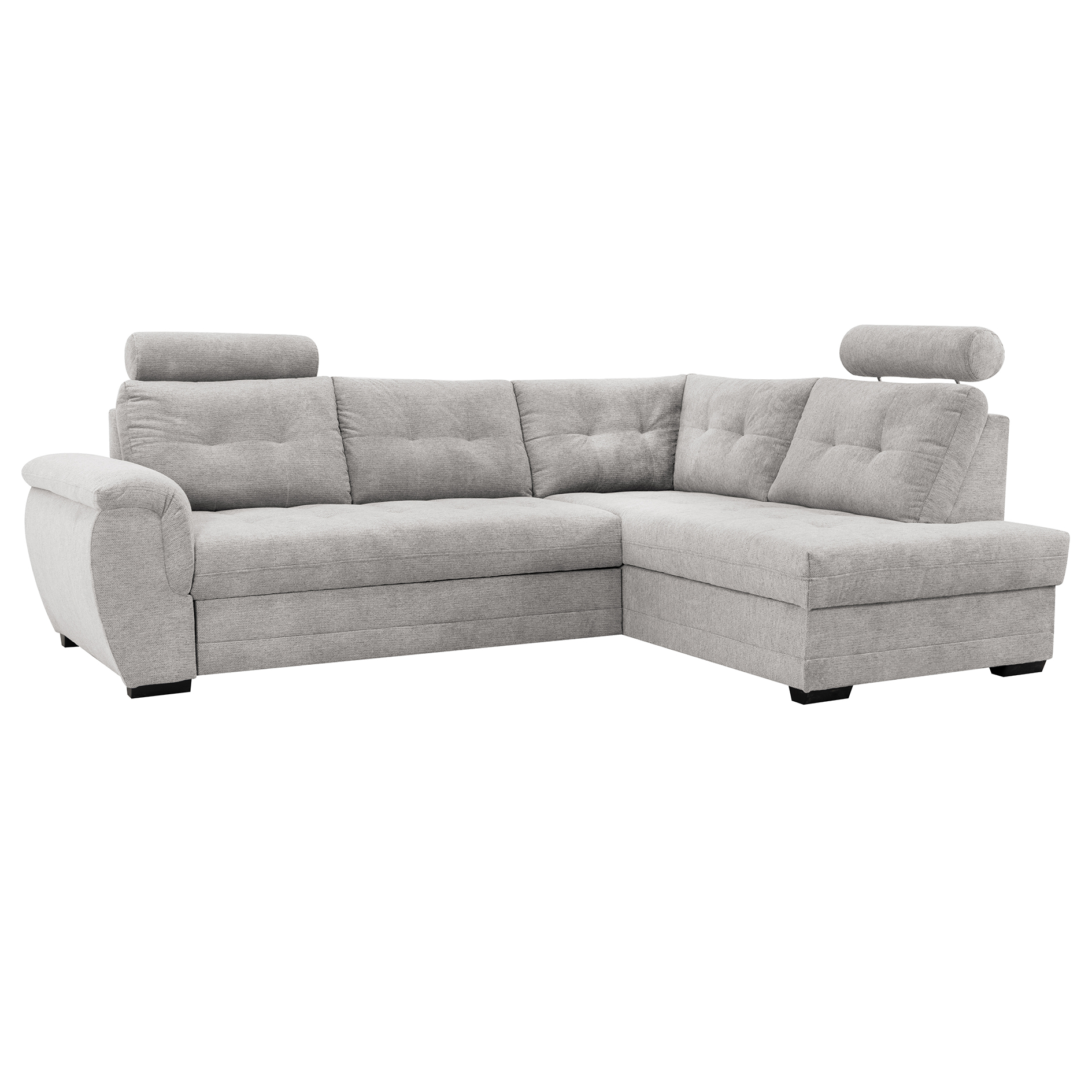 Ecksofa - silver - Microfaser - Liegefunktion - Staukasten rechts