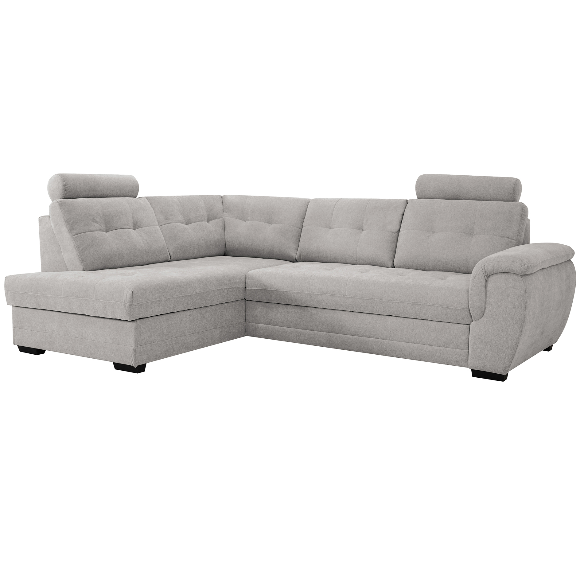 Ecksofa - silver - Strukturgewebe - Liegefunktion - Staukasten links