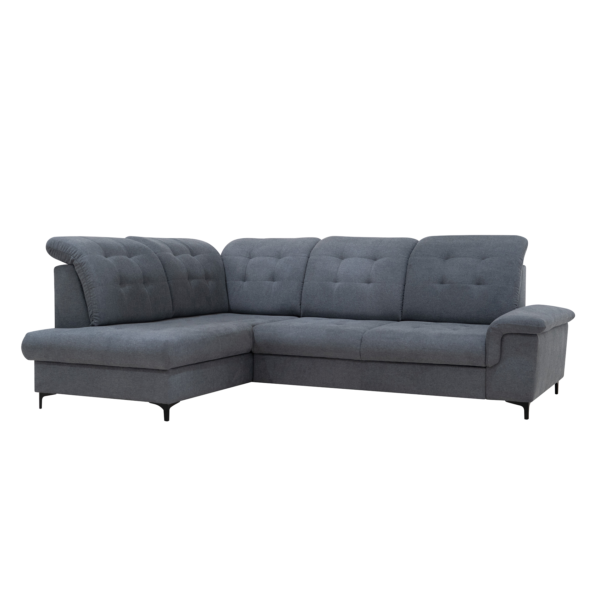 Ecksofa - steel grey - Liegefunktion - Staukasten - Ottomane links