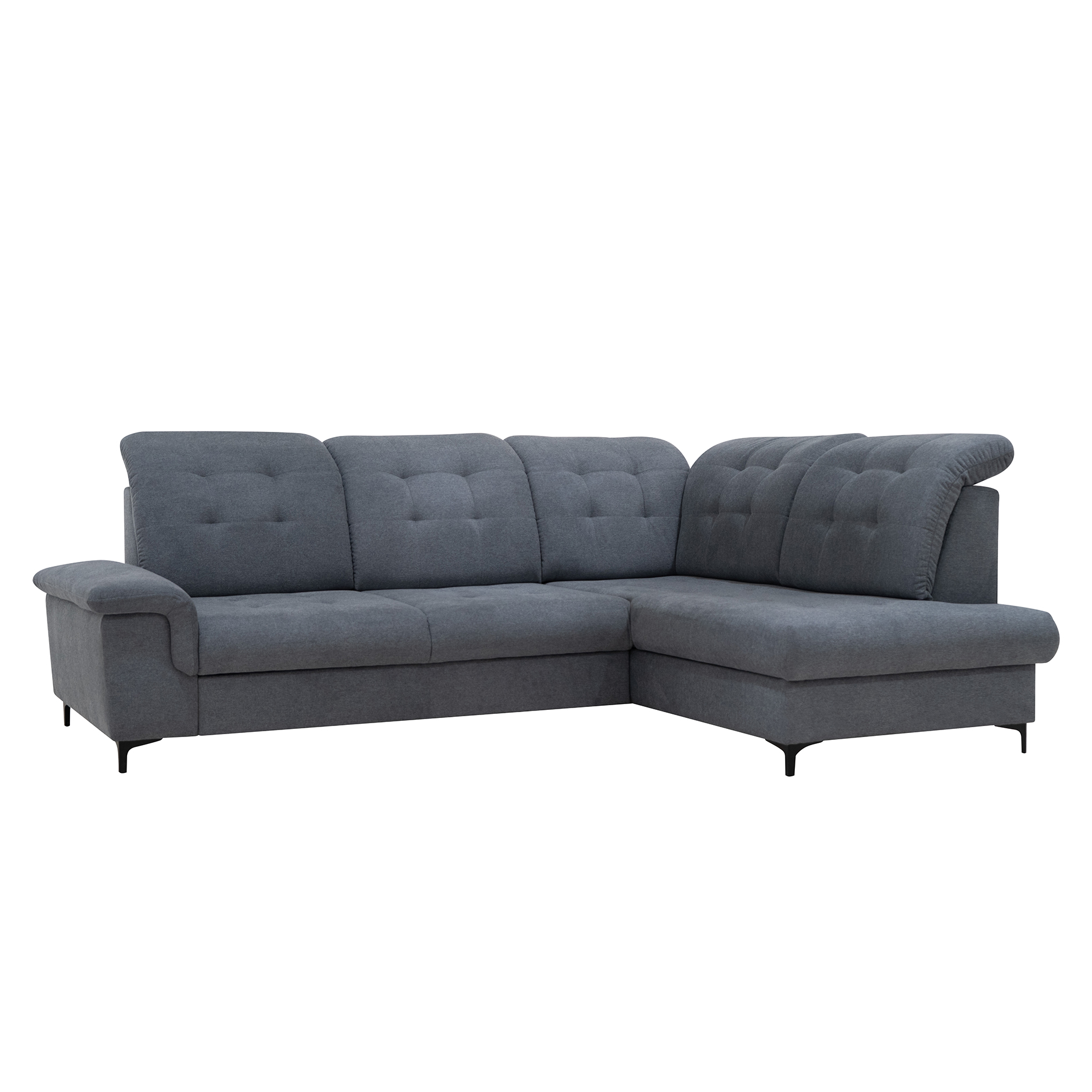 Ecksofa - steel grey - Liegefunktion - Staukasten - Ottomane rechts
