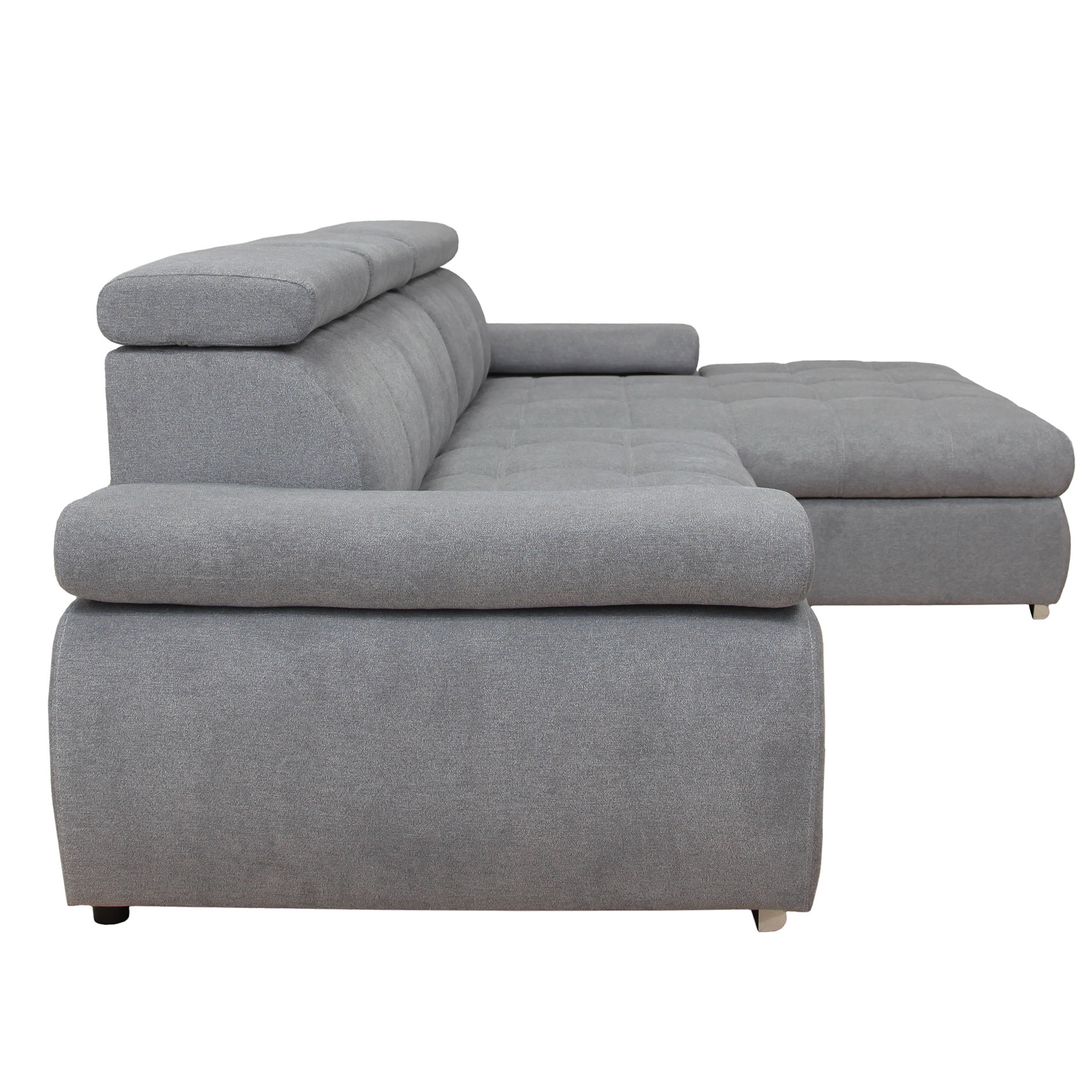 Ecksofa - steel - Liegefunktion und Staukasten - Ottomane rechts
