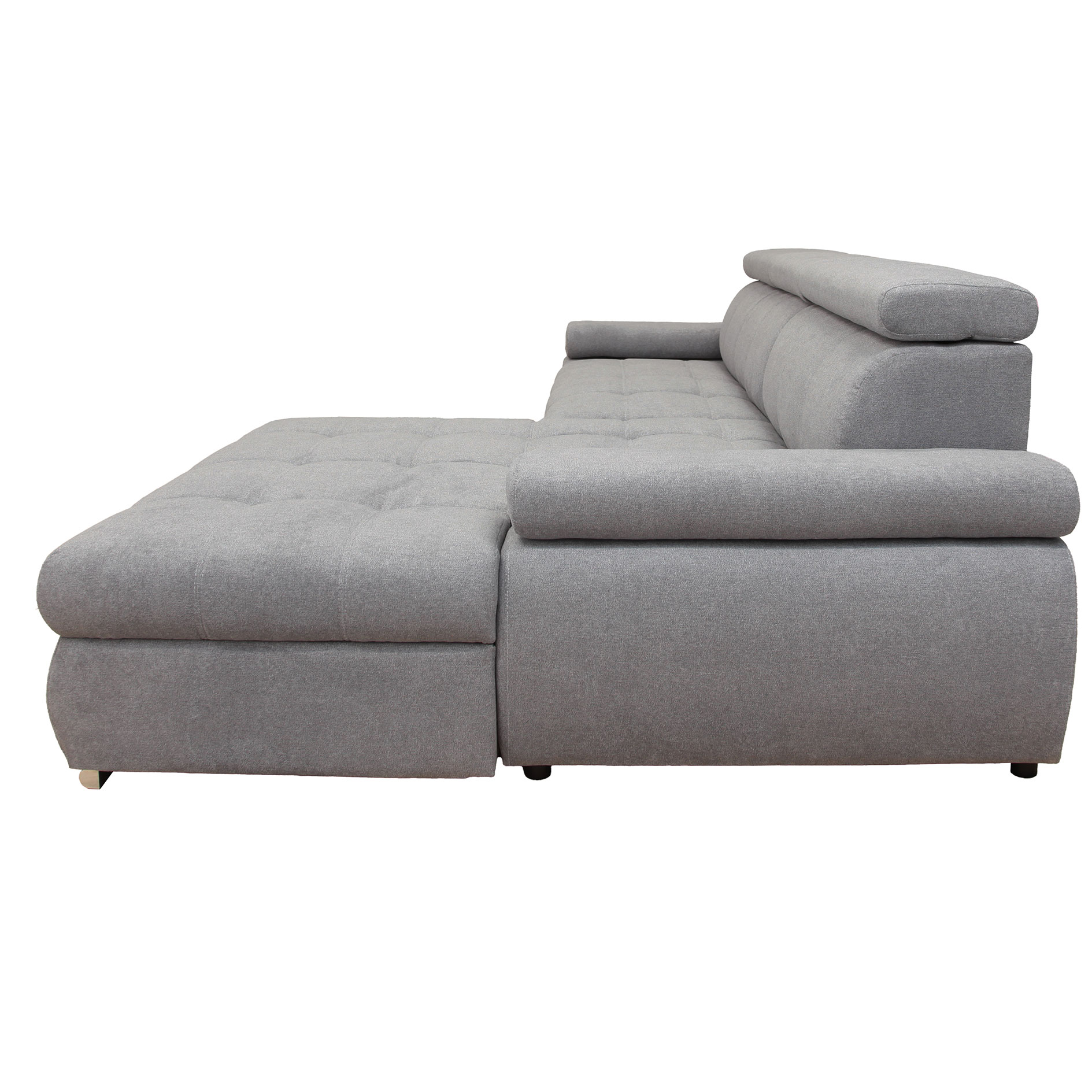 Ecksofa - steel - Liegefunktion und Staukasten - Ottomane rechts