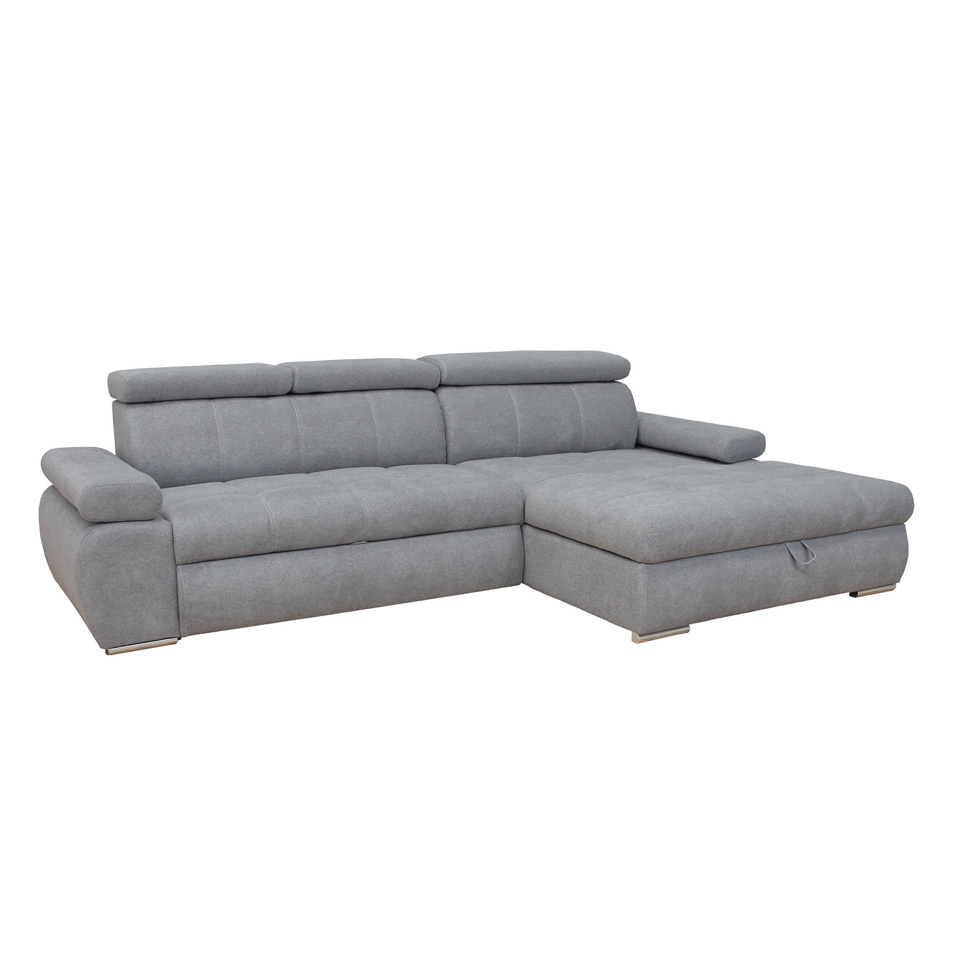 Ecksofa - steel - Liegefunktion und Staukasten - Ottomane rechts