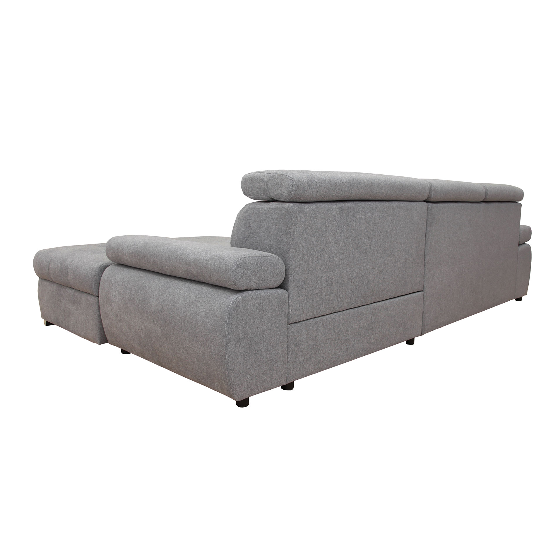 Ecksofa - steel - Liegefunktion und Staukasten - Ottomane rechts