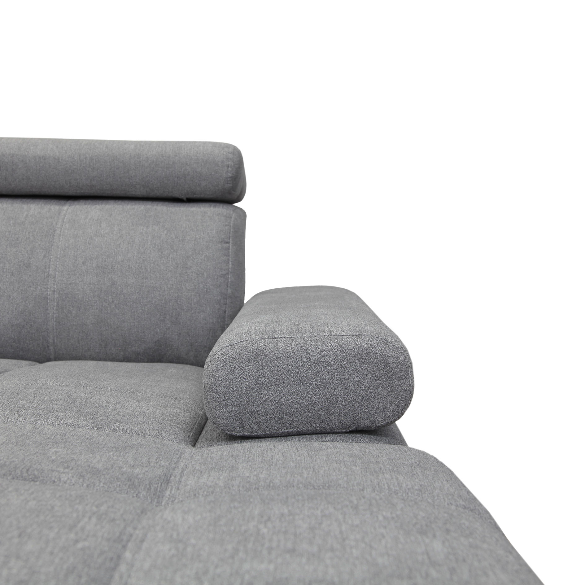 Ecksofa - steel - Liegefunktion und Staukasten - Ottomane rechts