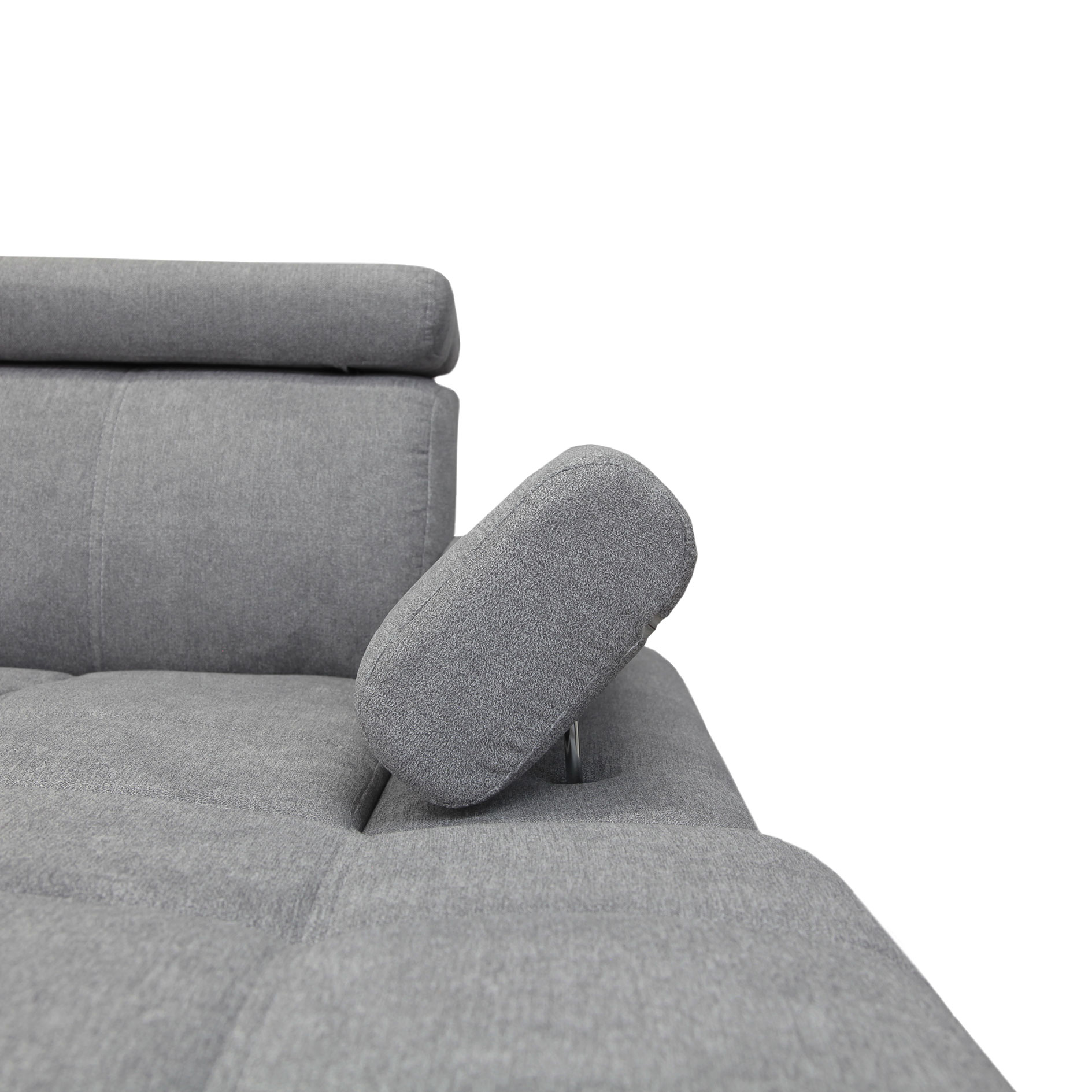 Ecksofa - steel - Liegefunktion und Staukasten - Ottomane rechts
