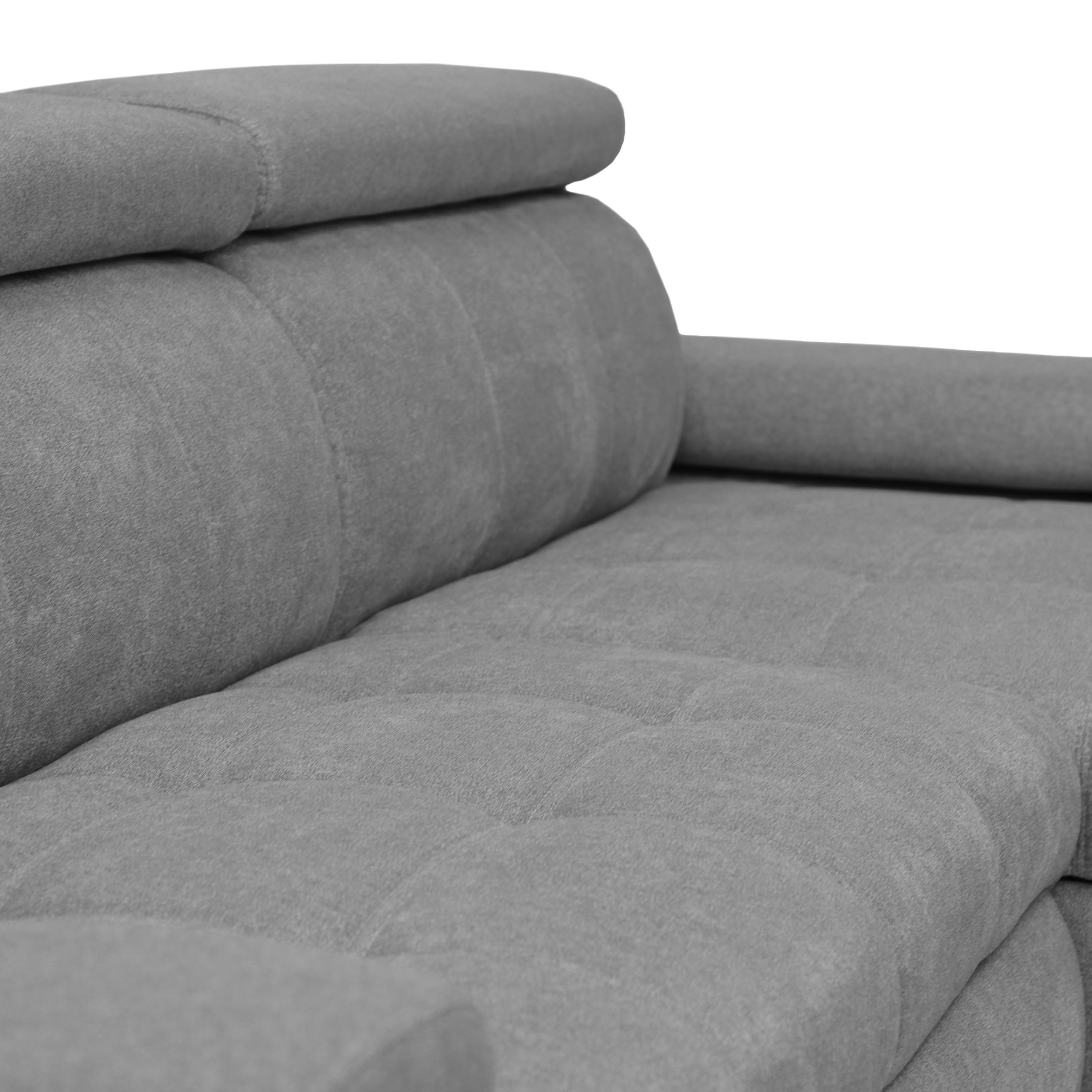 Ecksofa - steel - Liegefunktion und Staukasten - Ottomane rechts