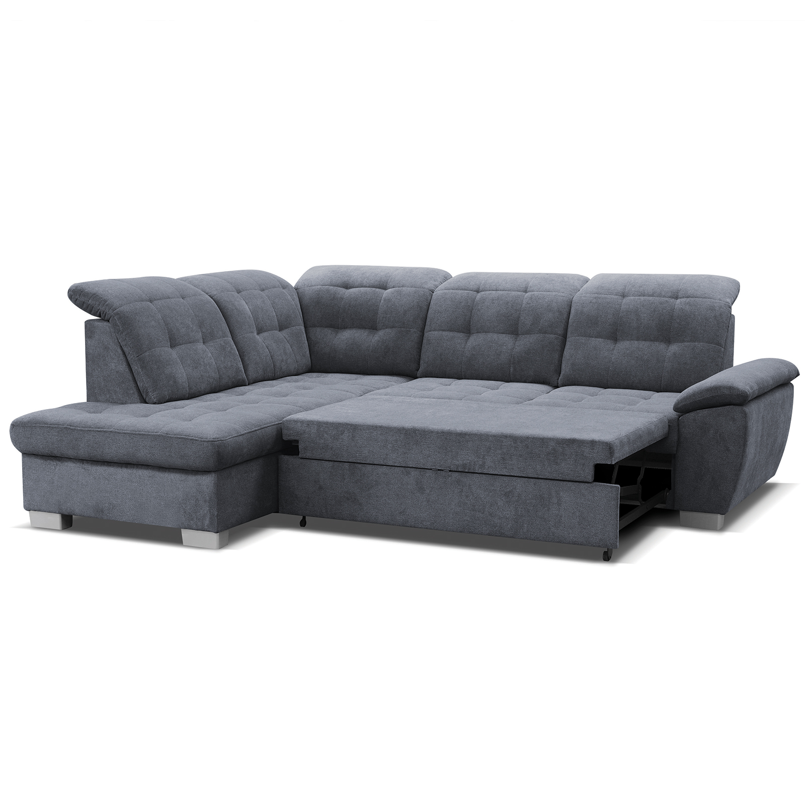 Ecksofa - steel - Staukasten - Ottomane links