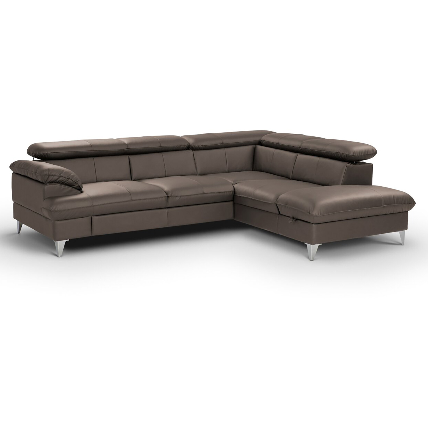 Ecksofa - stone - Leder - Basismodell - Recamiere rechts