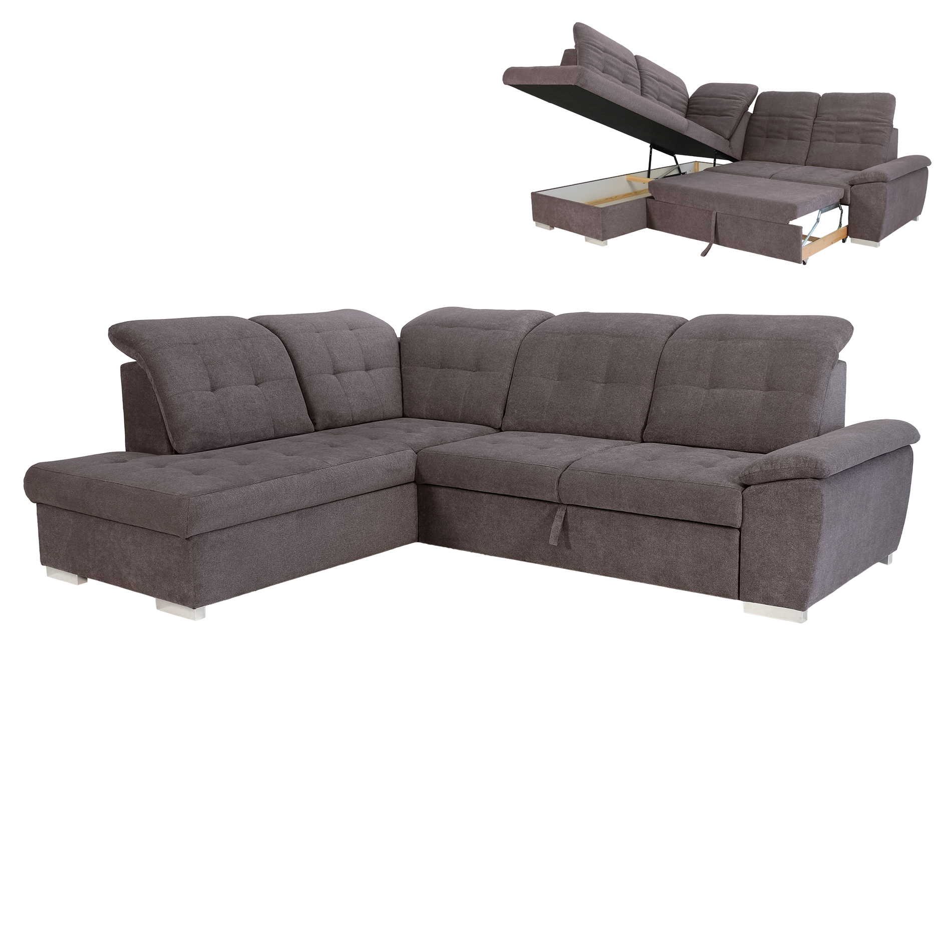 Ecksofa - stone - Liegefunktion - Recamiere links