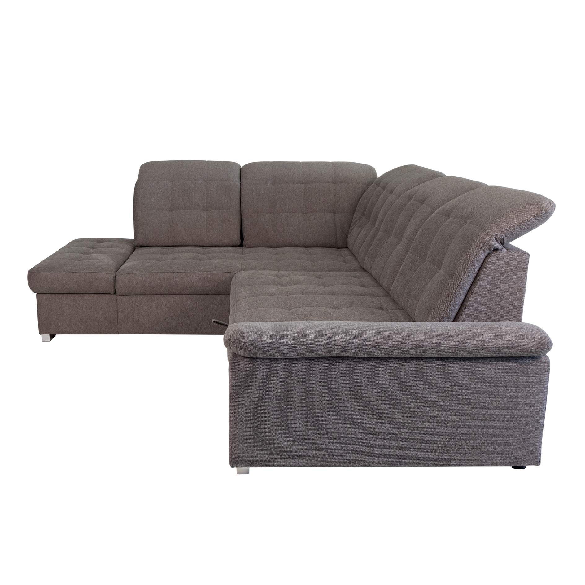 Ecksofa - stone - Liegefunktion und Staukasten - Ottomane links