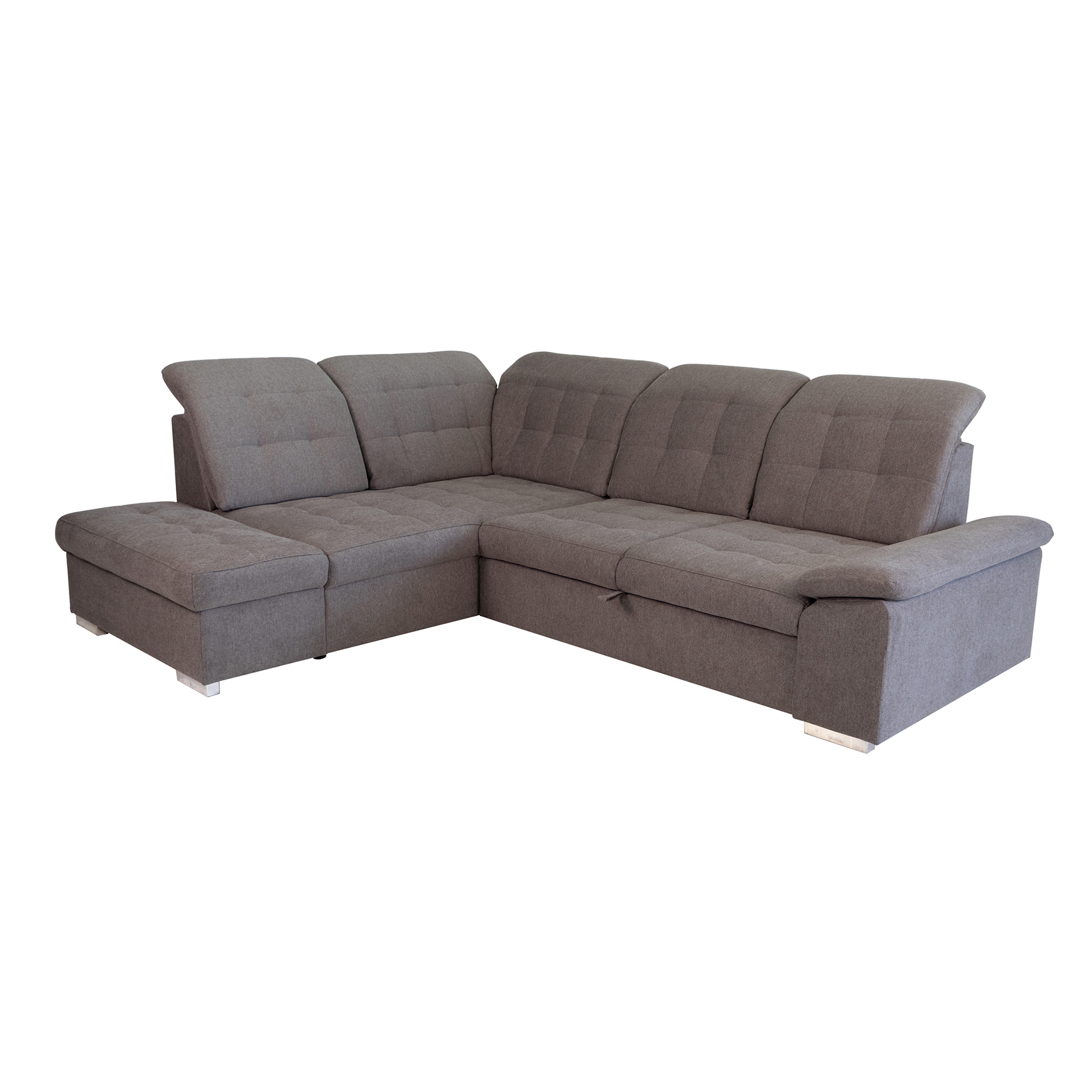 Ecksofa - stone - Liegefunktion und Staukasten - Ottomane links