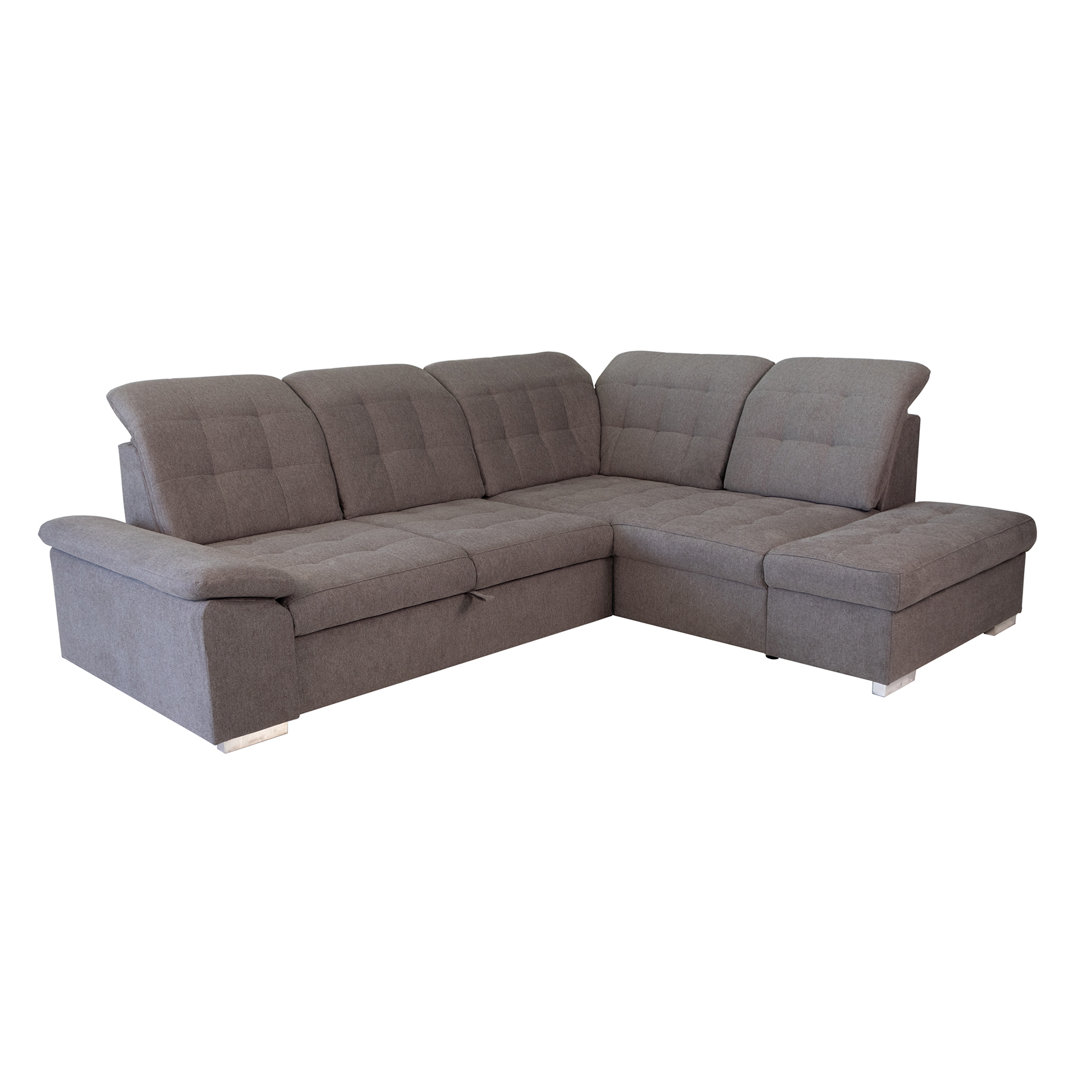 Ecksofa - stone - Liegefunktion und Staukasten - Ottomane rechts