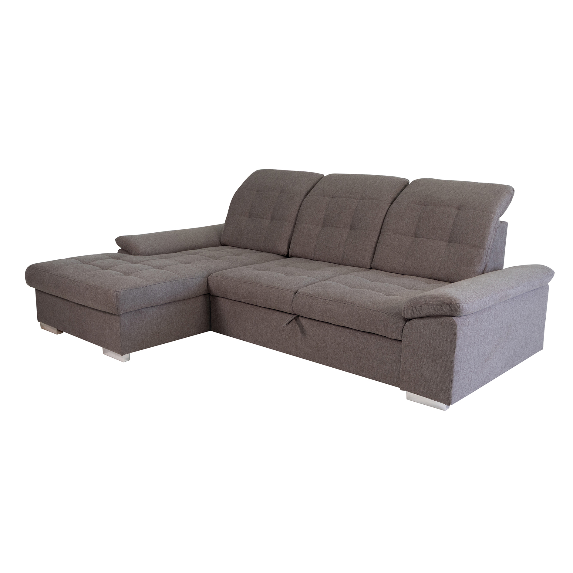 Ecksofa - stone - Liegefunktion und Staukasten - Recamiere links