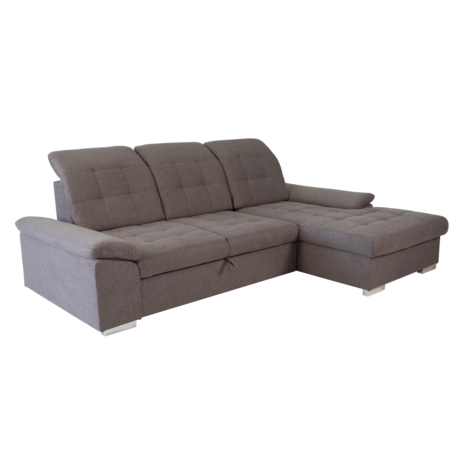 Ecksofa - stone - Liegeunktion und Staukasten - Recamiere rechts