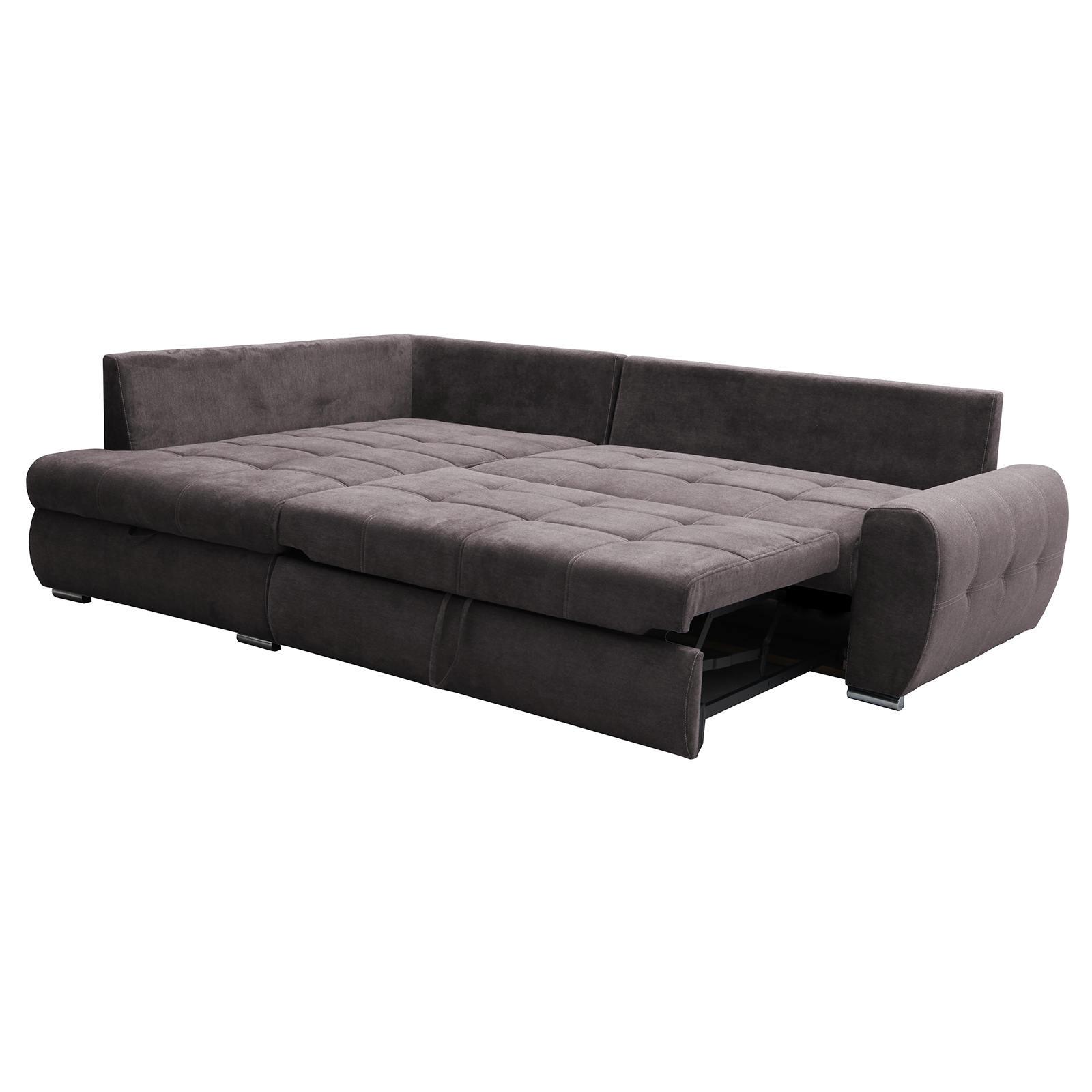 Ecksofa - stone - mit Liegefunktion und Staukasten - Recamiere links