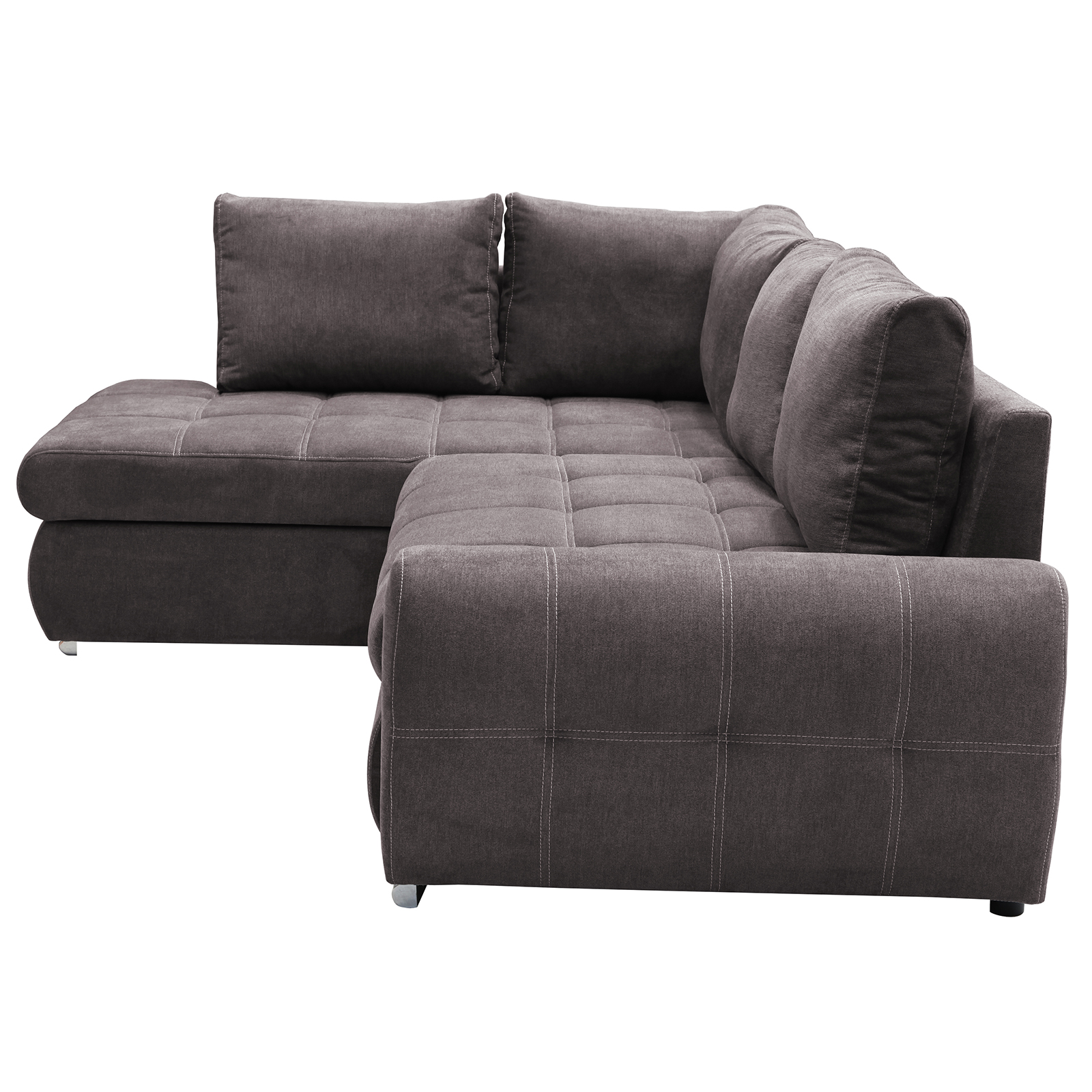 Ecksofa - stone - mit Liegefunktion und Staukasten - Recamiere links