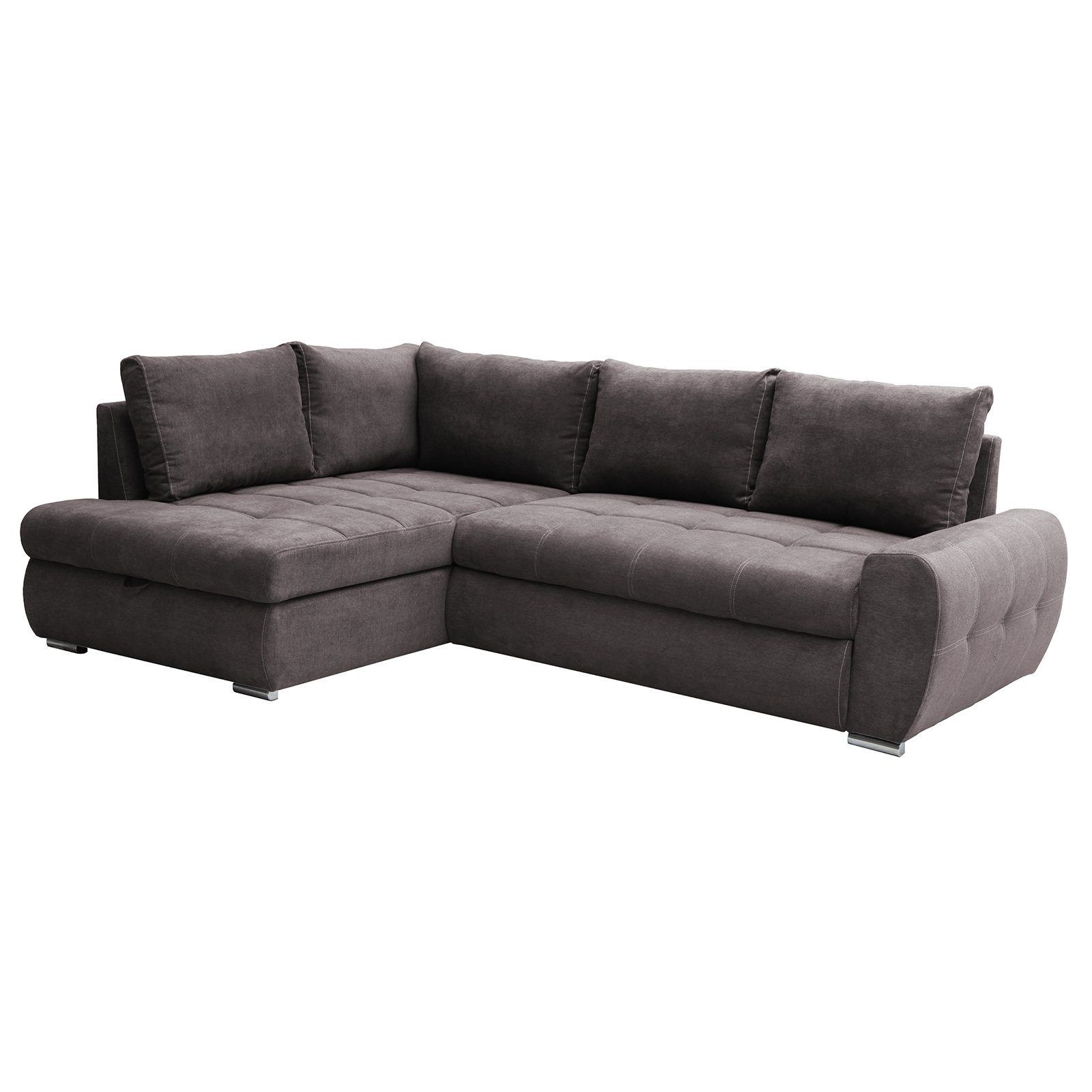 Ecksofa - stone - mit Liegefunktion und Staukasten - Recamiere links