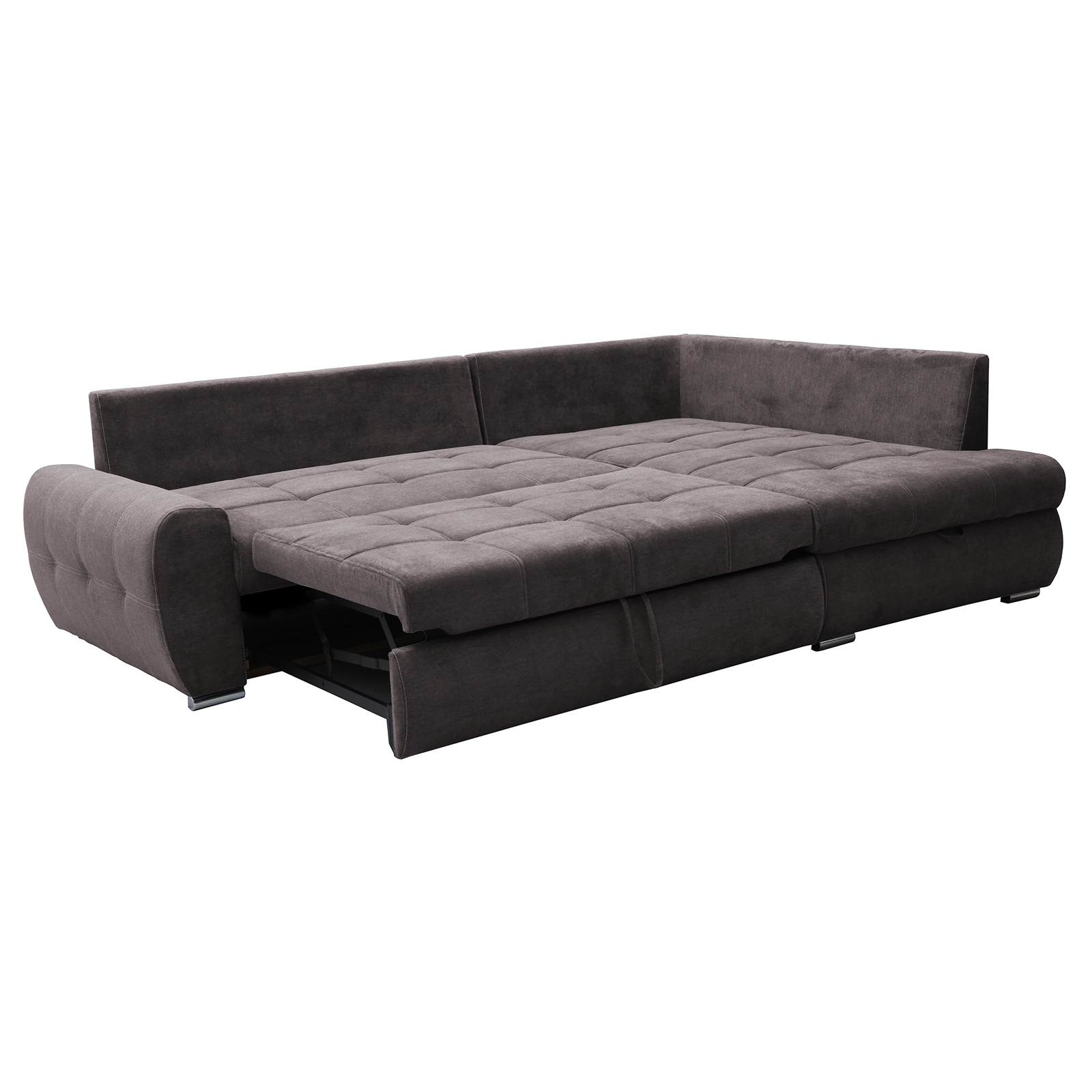 Ecksofa - stone - mit Liegefunktion und Staukasten - Recamiere rechts