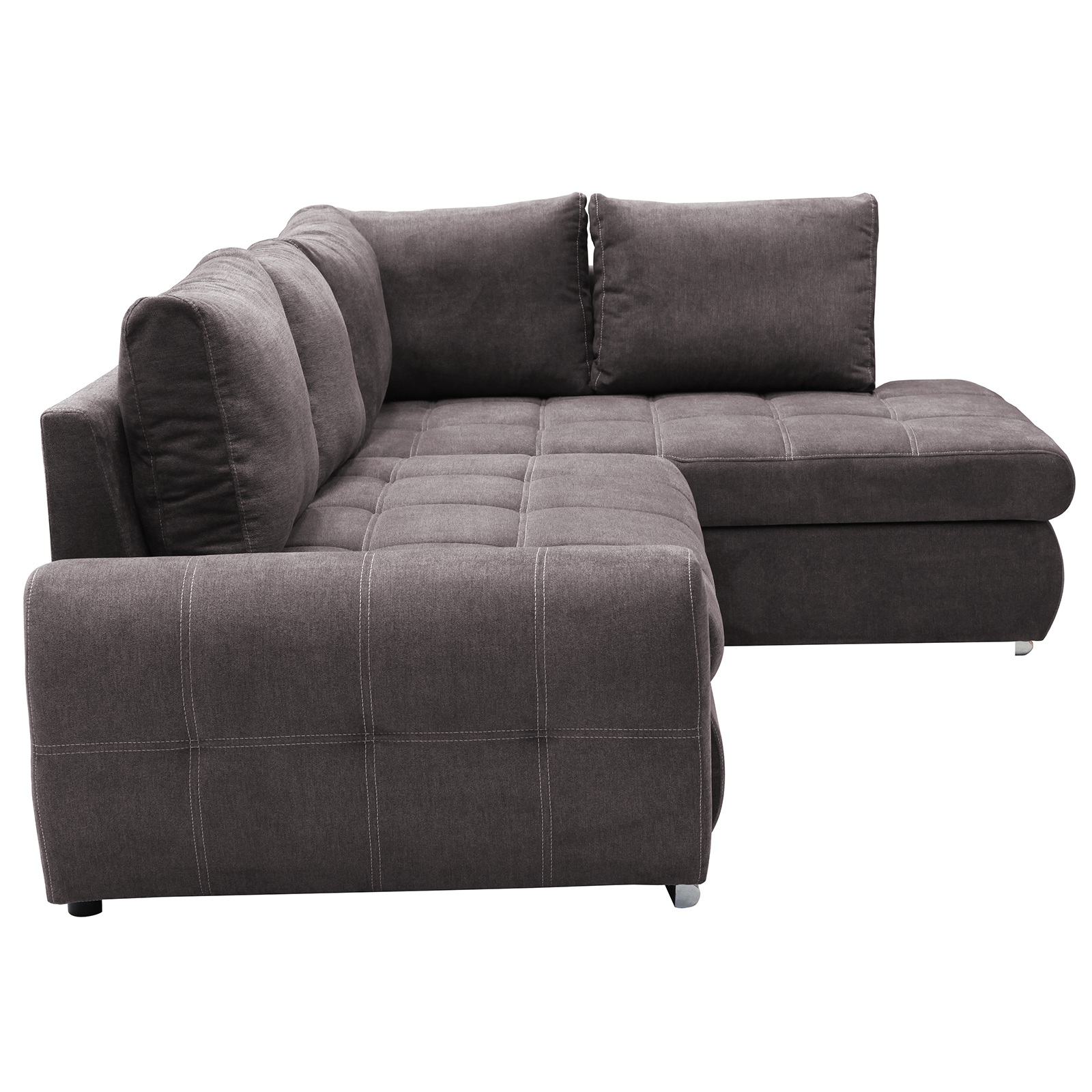 Ecksofa - stone - mit Liegefunktion und Staukasten - Recamiere rechts