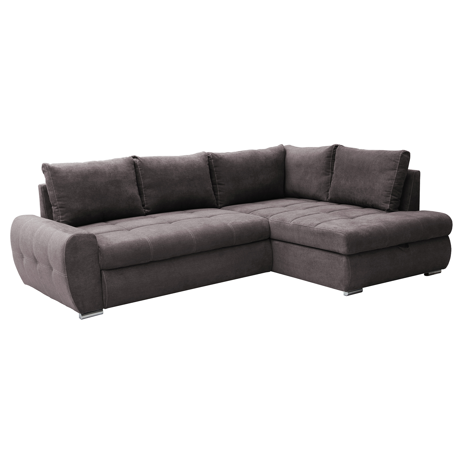 Ecksofa - stone - mit Liegefunktion und Staukasten - Recamiere rechts