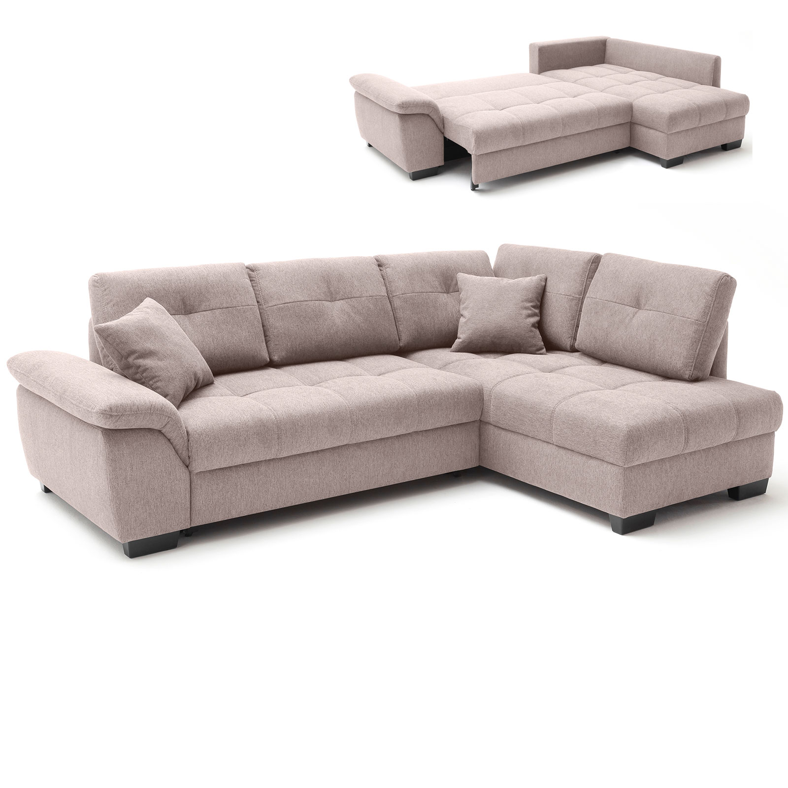 Ecksofa - taupe - Boxspringaufbau - Dauerschläfer