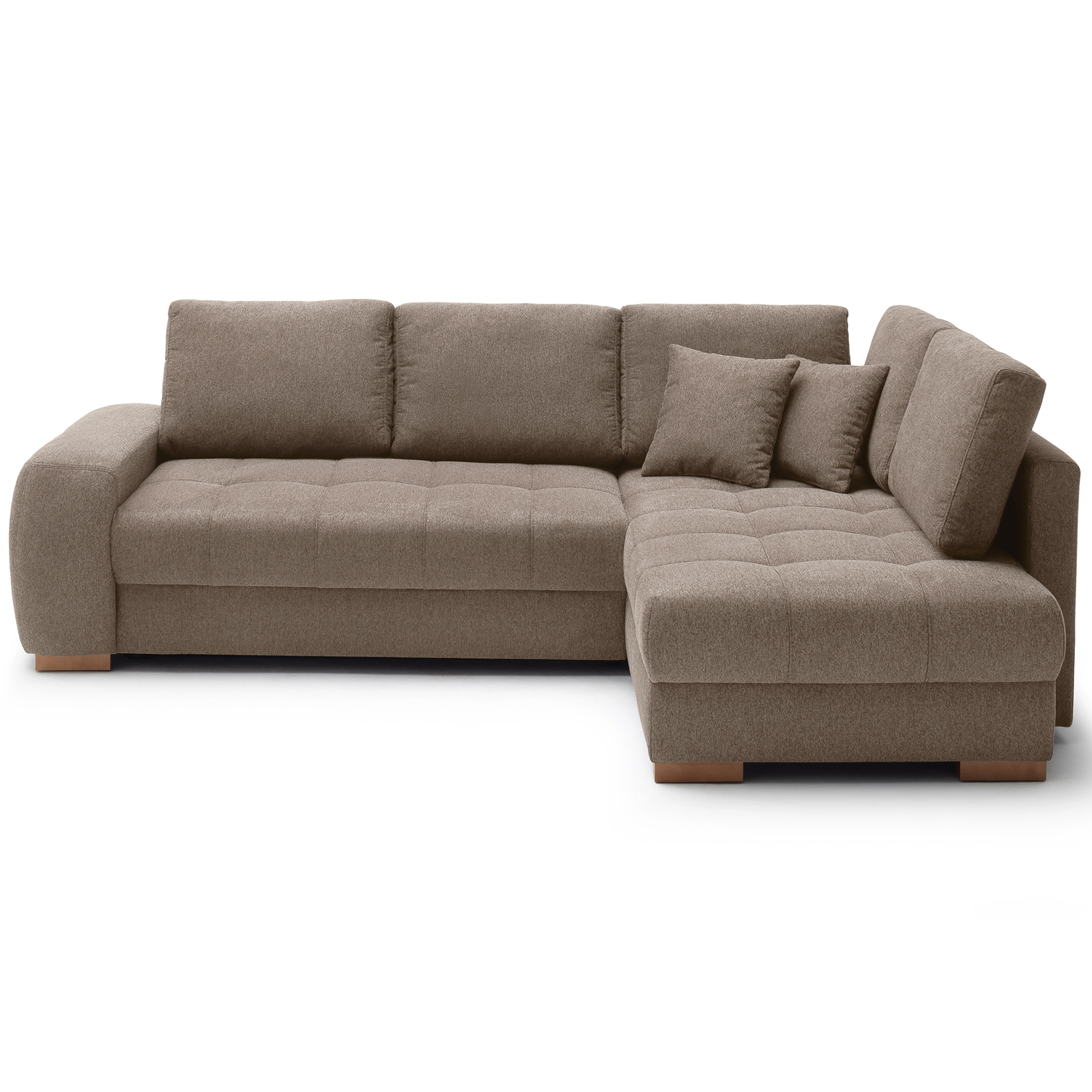 Ecksofa - taupe - Boxspringfederung - Liegefunktion - Holzfüße | Online ...
