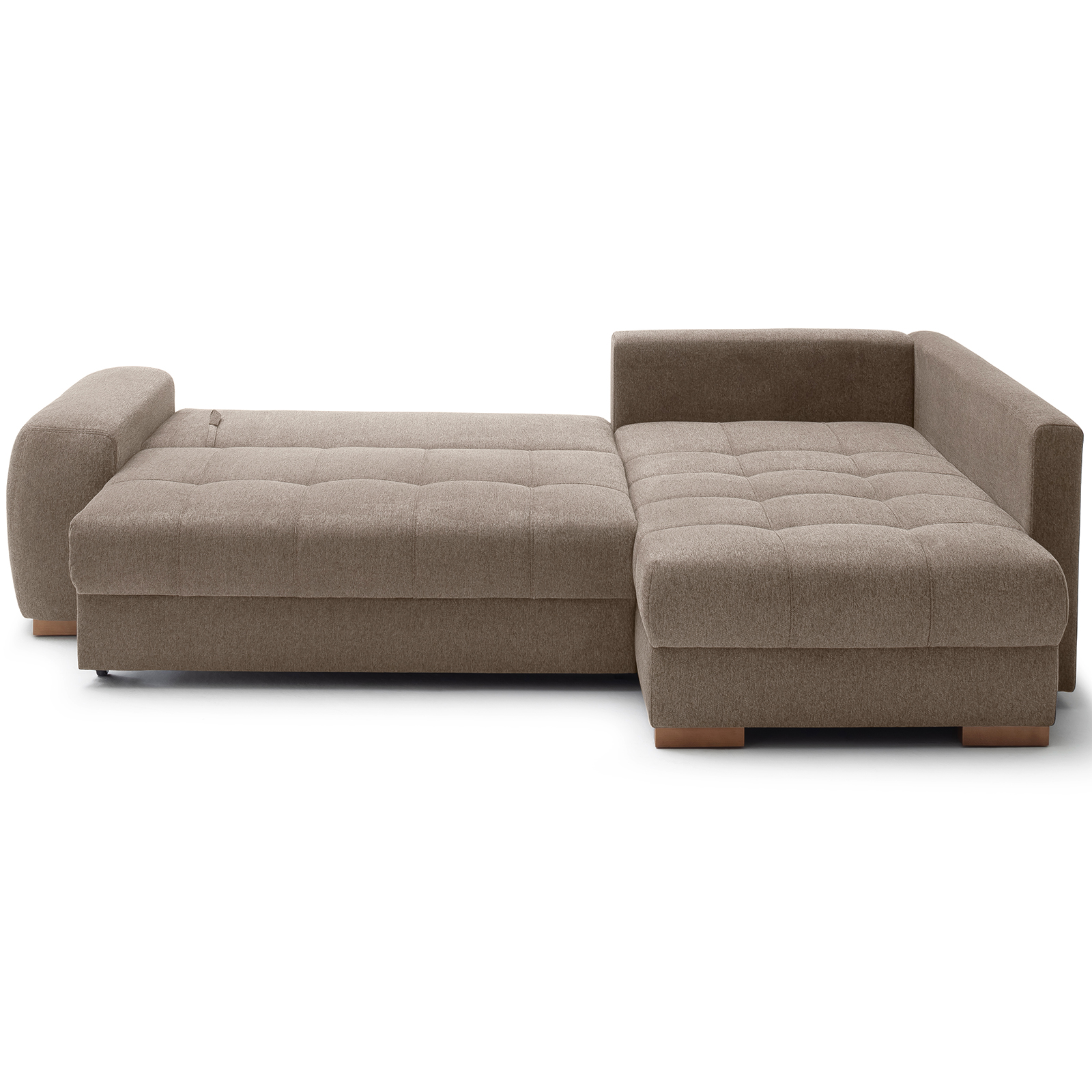 Ecksofa - taupe - Boxspringfederung - Liegefunktion - Holzfüße | Online ...