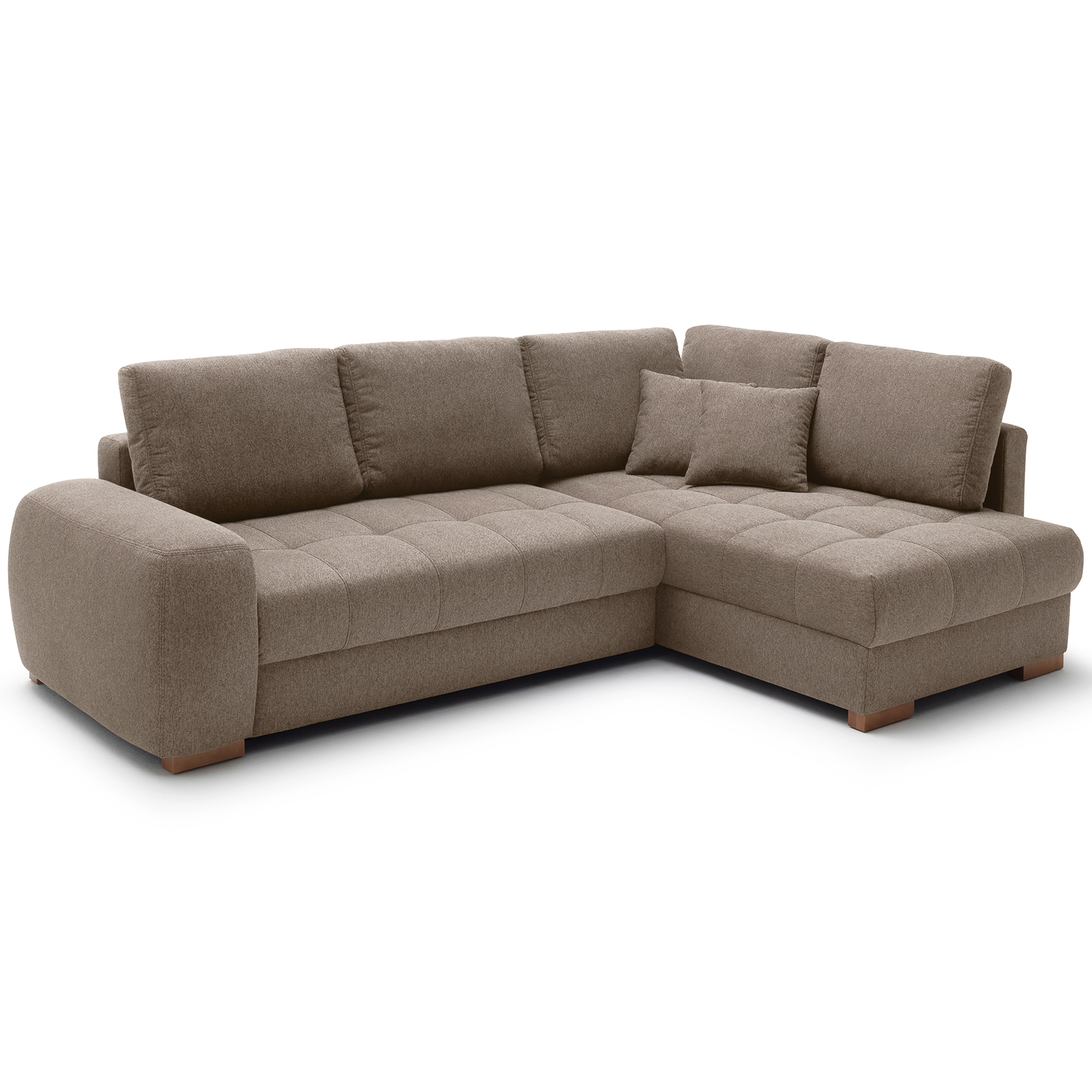 Ecksofa - taupe - Boxspringfederung - Liegefunktion - Holzfüße | Online ...