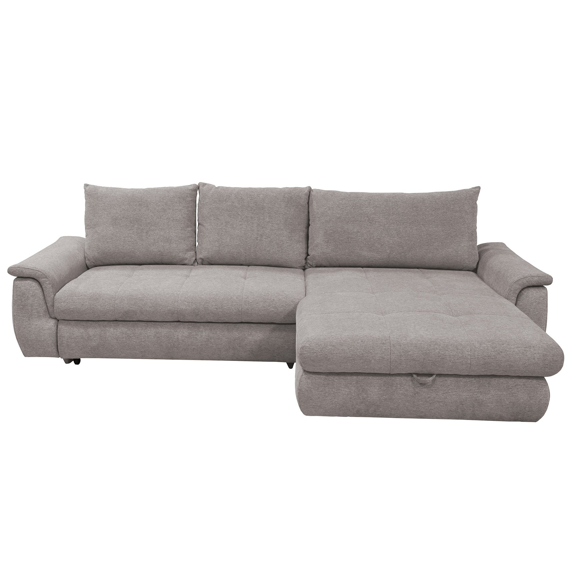 Ecksofa - taupe - mit Liegefunktion - Staukasten rechts
