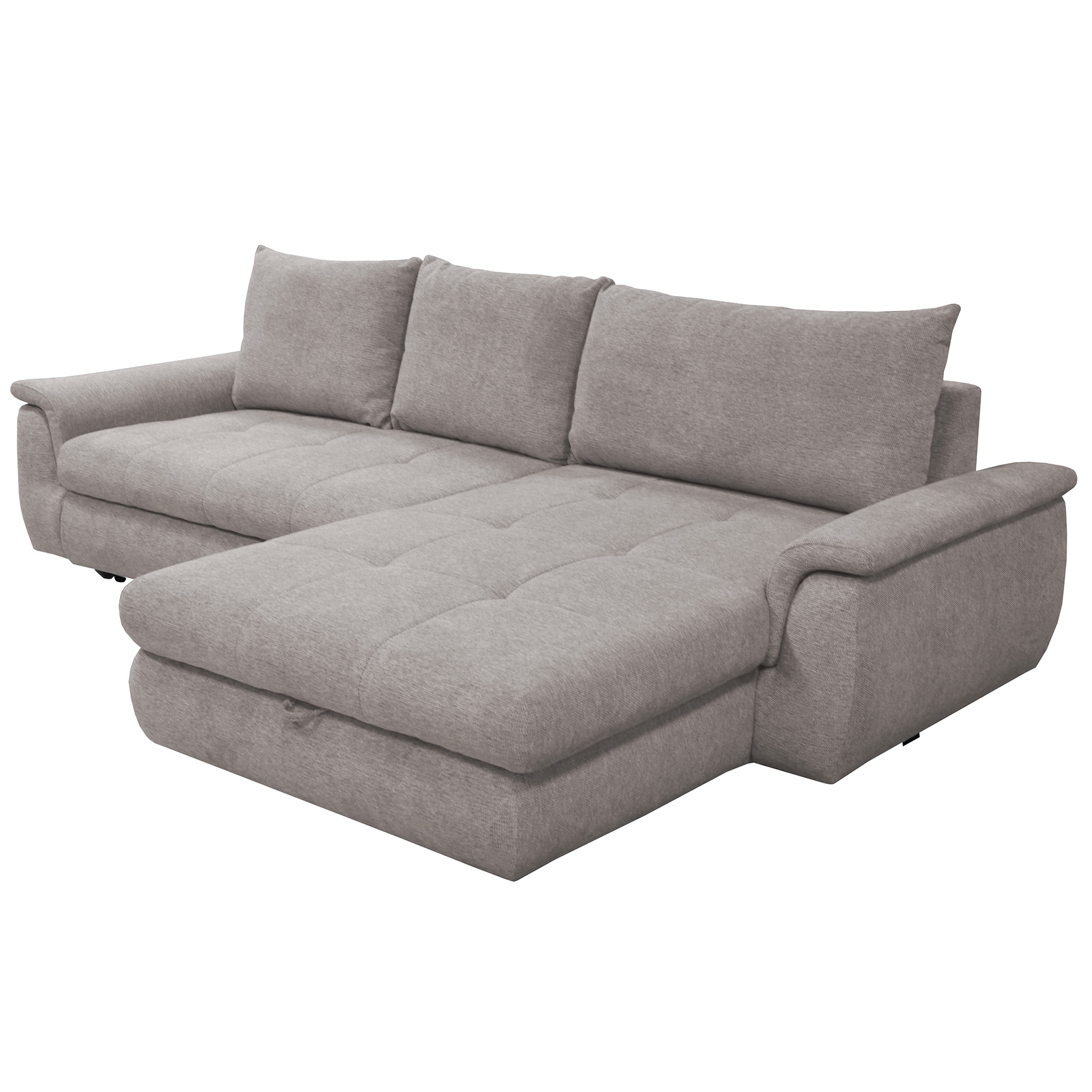 Ecksofa - taupe - mit Liegefunktion - Staukasten rechts