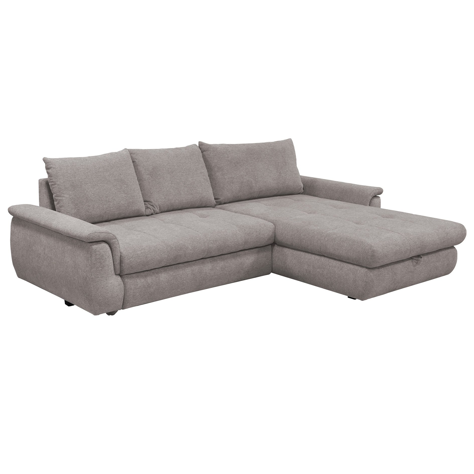 Ecksofa - taupe - mit Liegefunktion - Staukasten rechts