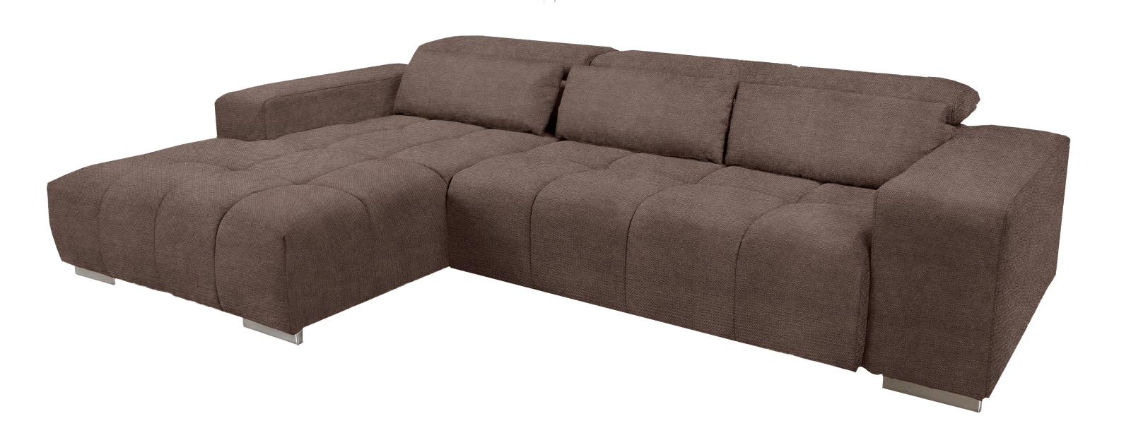 Ecksofa - taupe - Recamiere links - Relaxfunktion