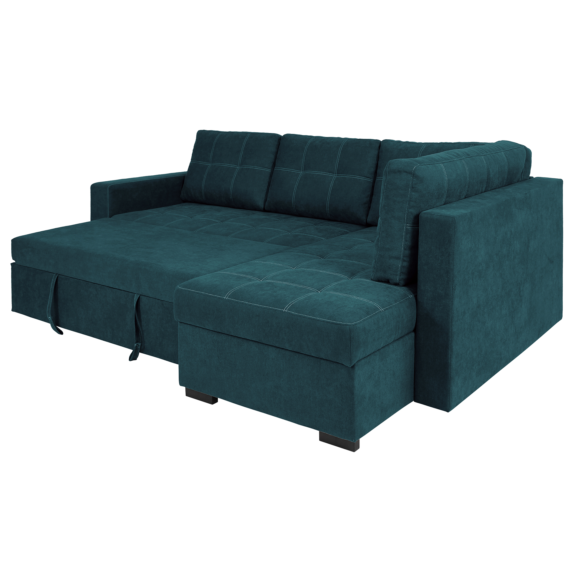 Ecksofa - teal - Liegefunktion - Staukasten - Webstoff