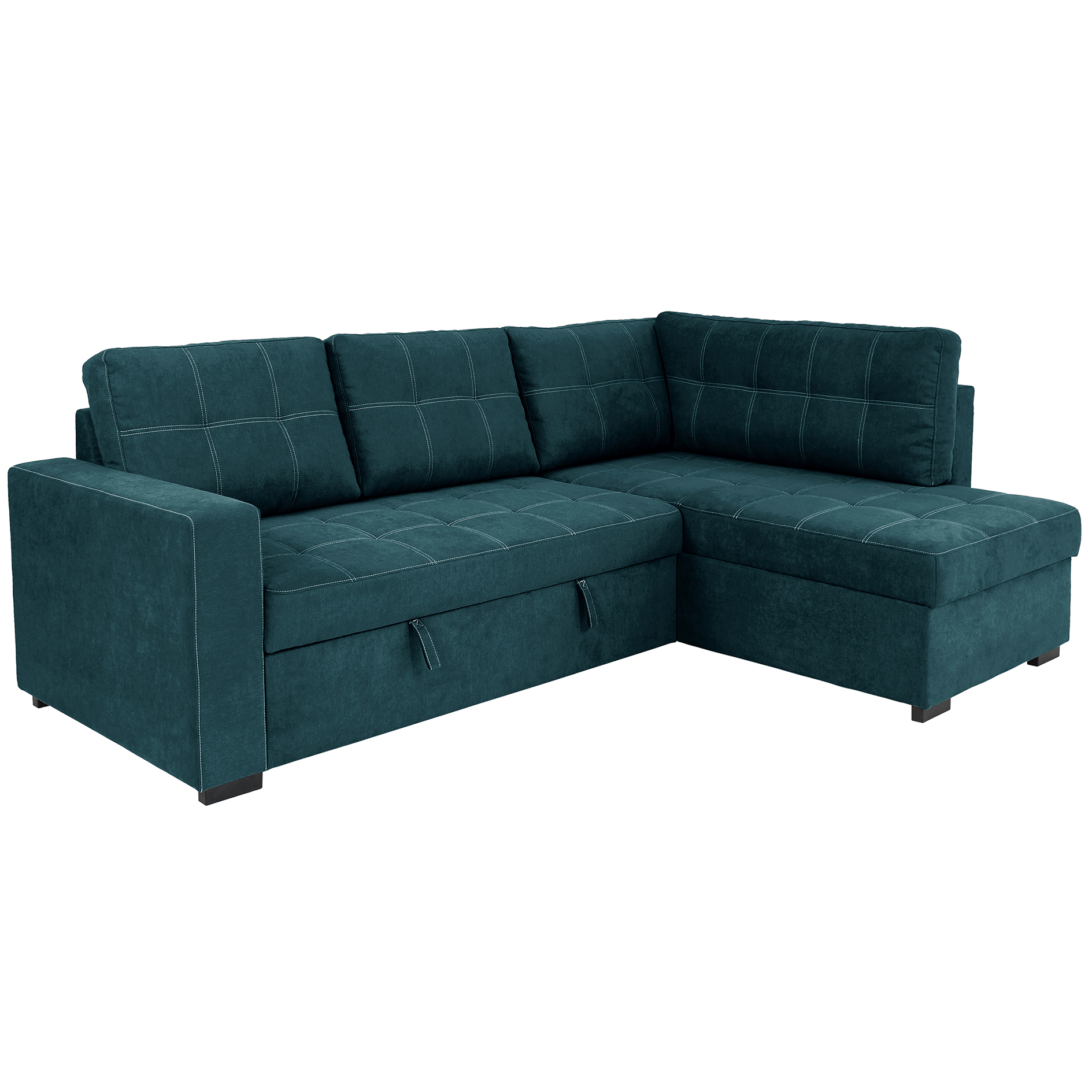 Ecksofa - teal - Liegefunktion - Staukasten - Webstoff