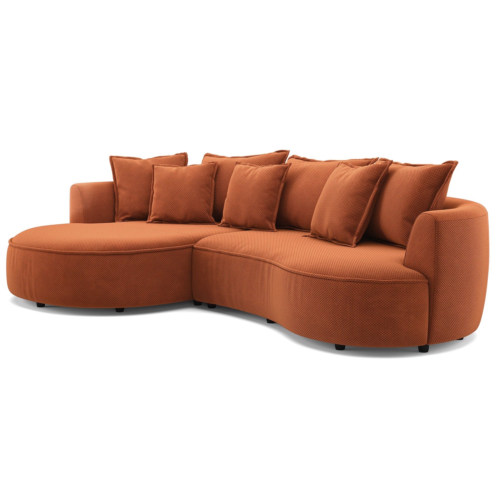 Ecksofa - terra - Samt - 287 cm - Recamiere links